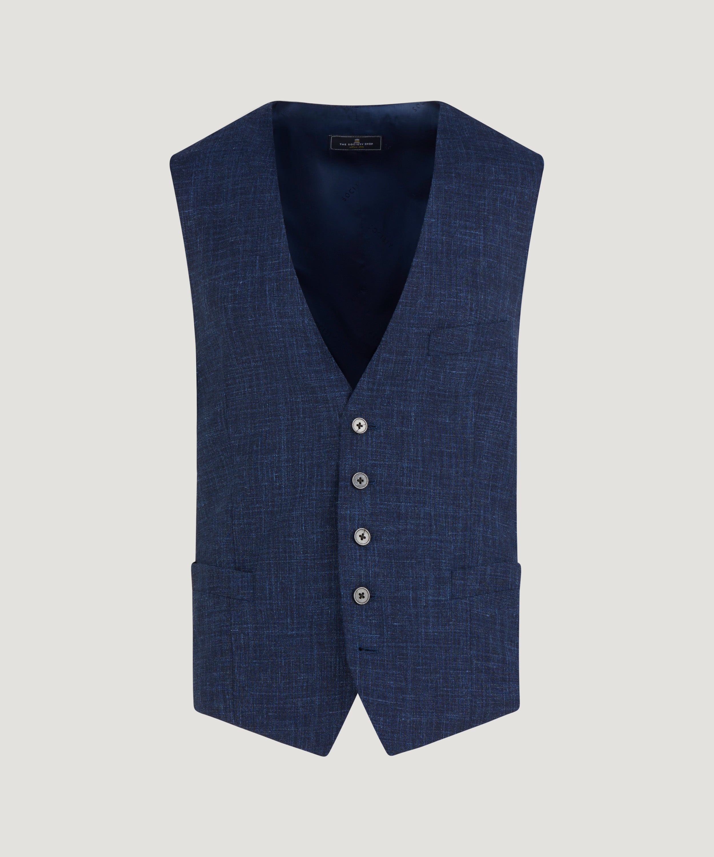 Driedelig pak wol/zijde/linnen donkerblauw