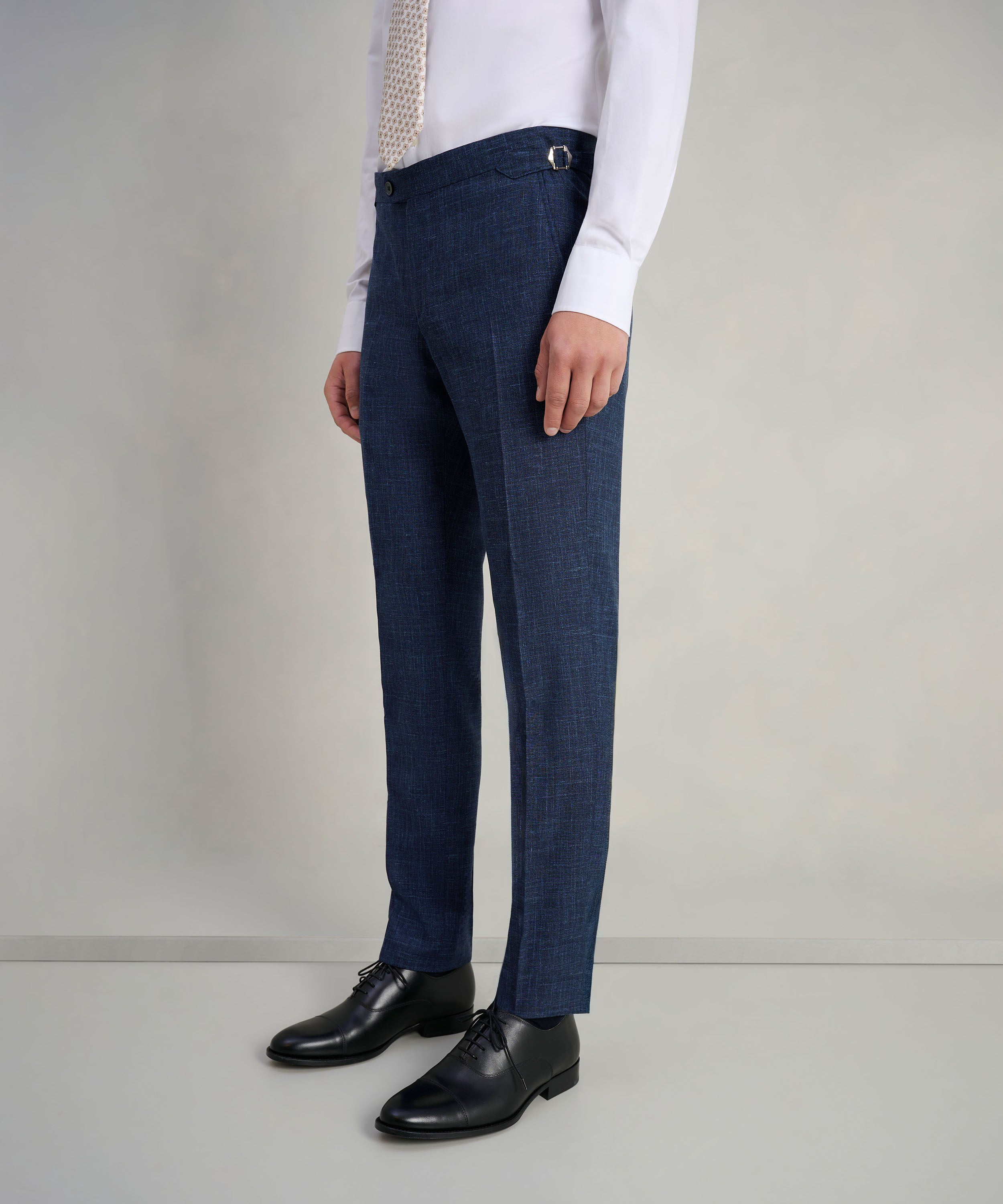 Driedelig pak wol/zijde/linnen donkerblauw