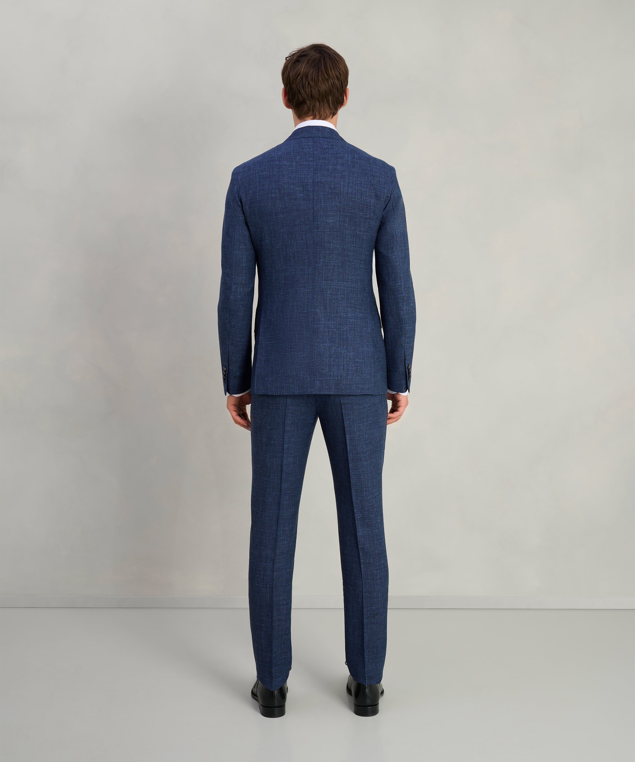 Driedelig pak wol/zijde/linnen donkerblauw