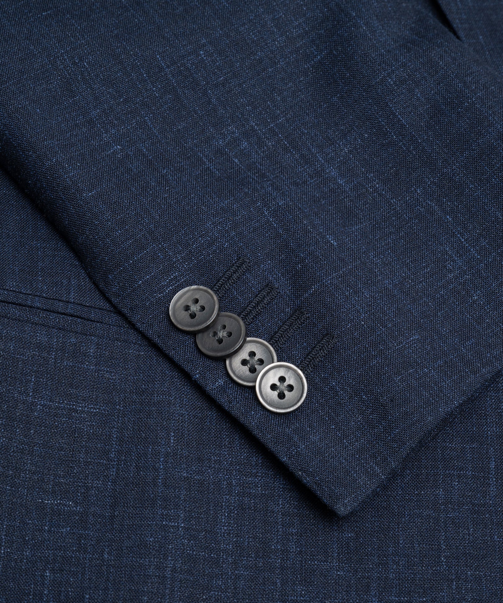 Driedelig pak wol/linnen/zijde donkerblauw