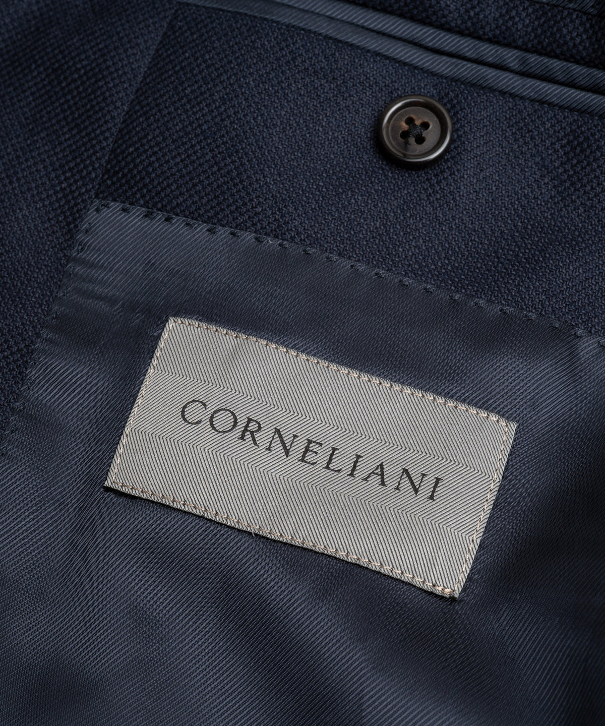 Colbert zijde/scheerwol donkerblauw