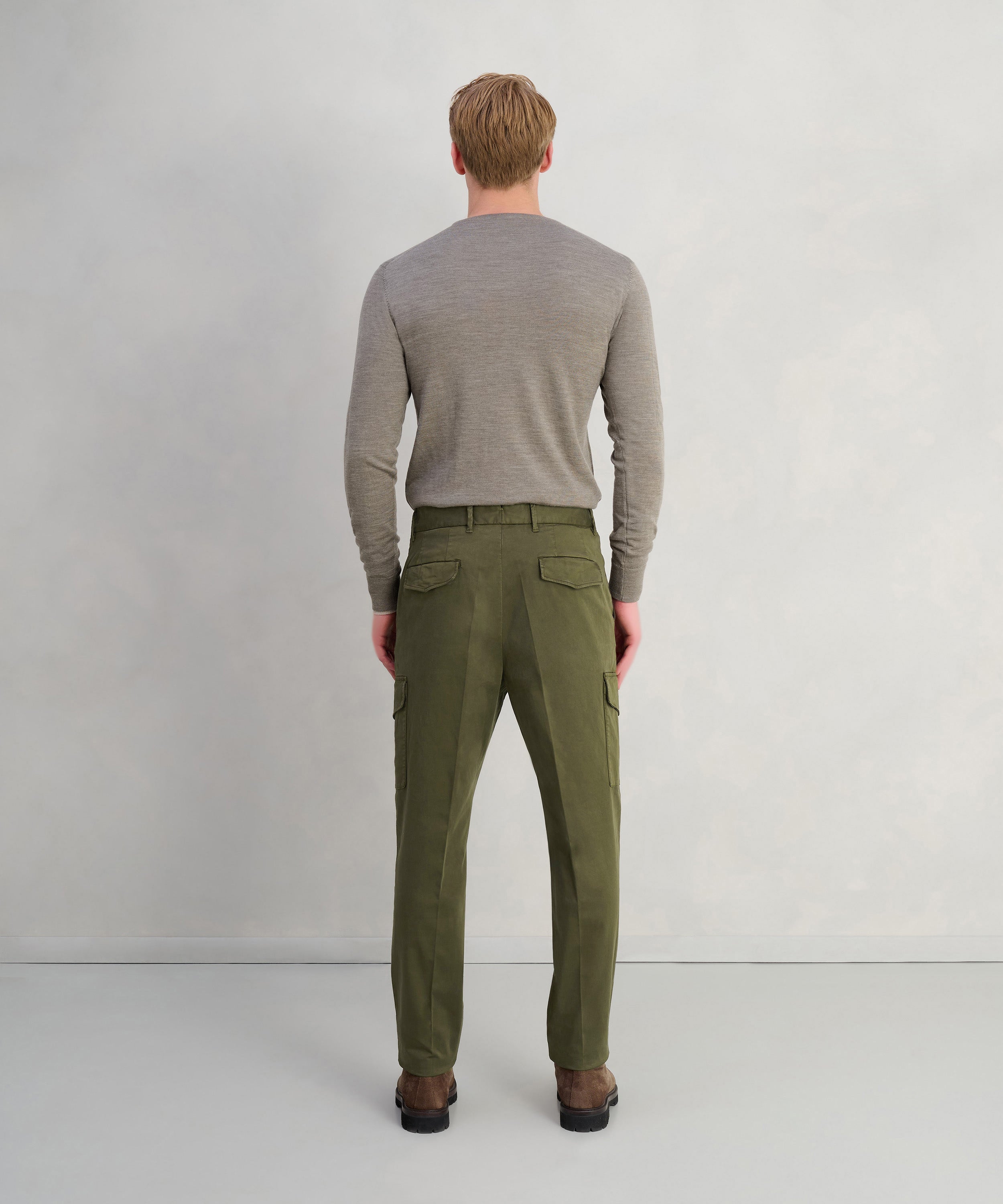 Cargobroek garment-dyed katoen legergroen