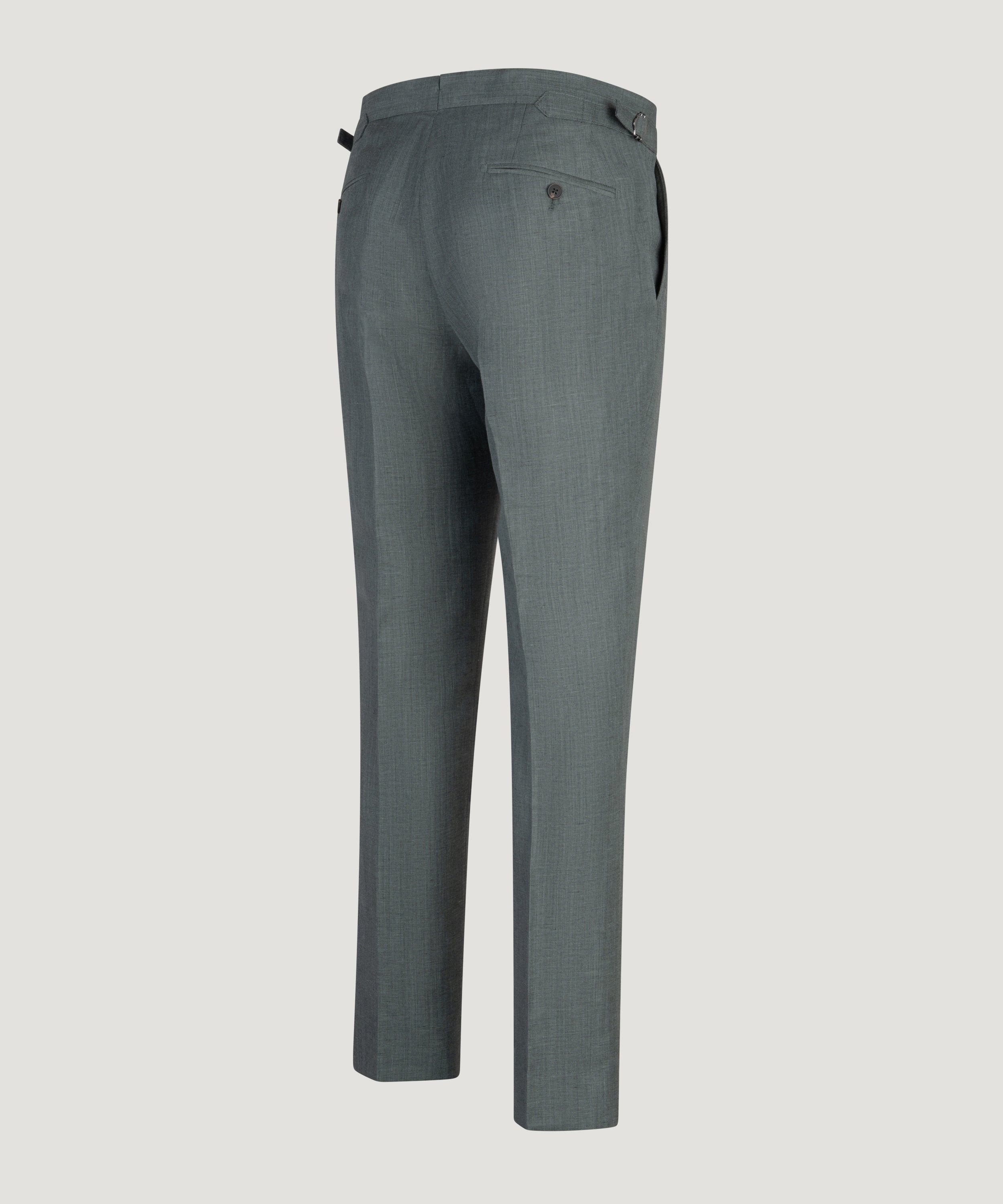 Pleated pantalon wol/linnen donkergroen
