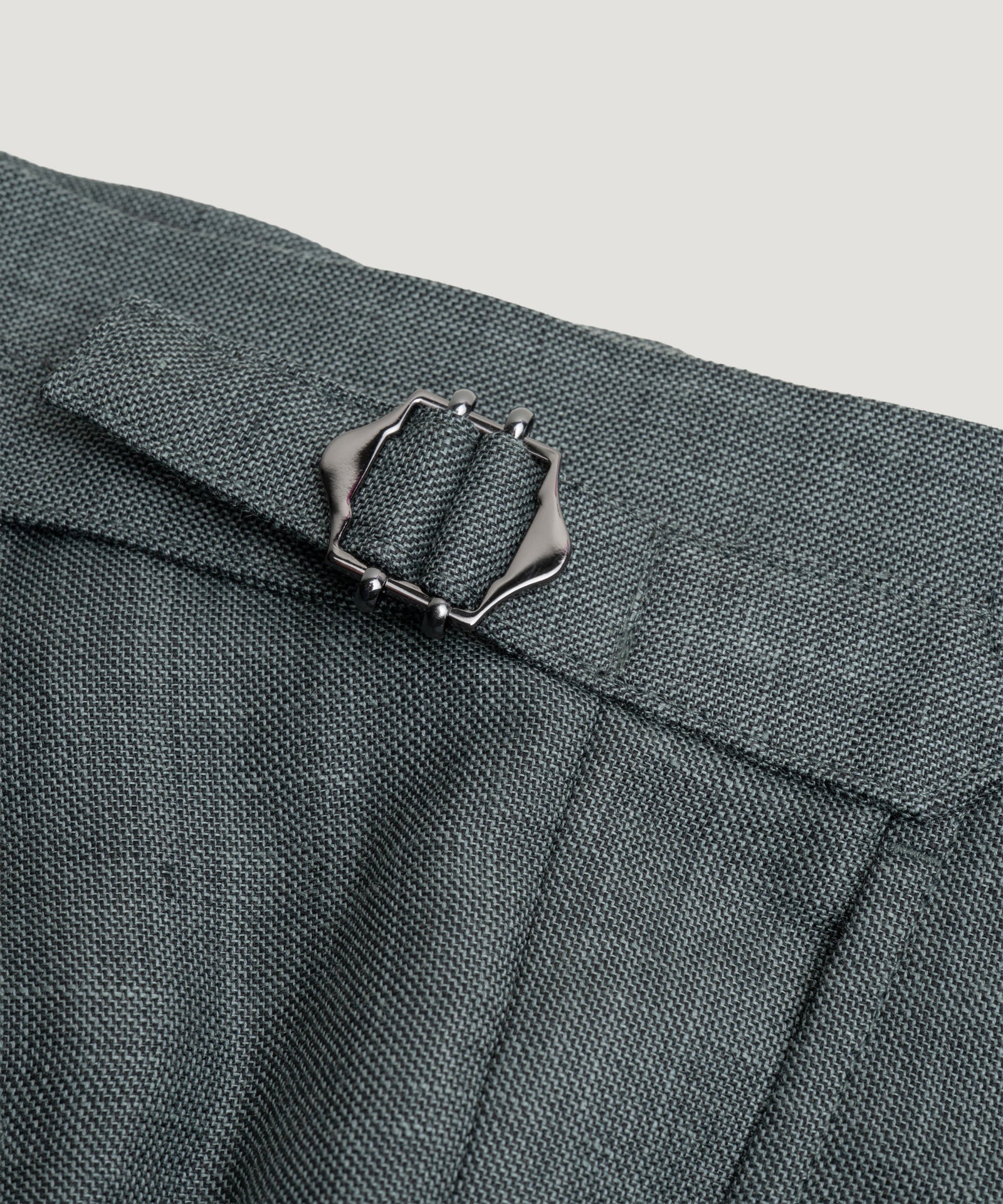 Pleated pantalon wol/linnen donkergroen