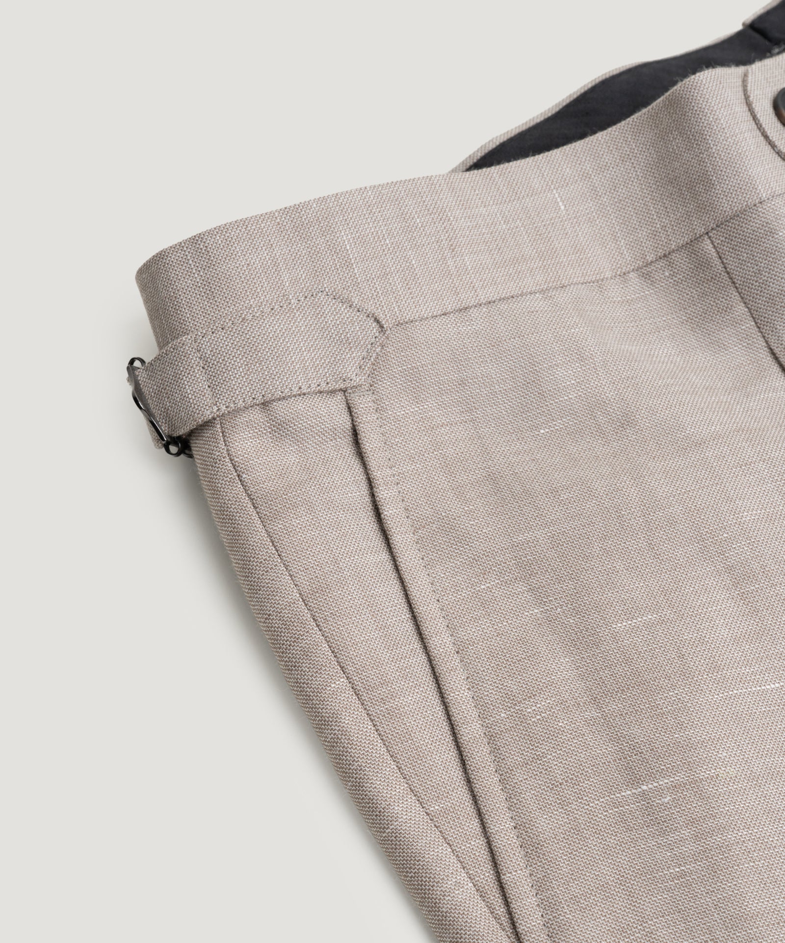 Pleated pantalon wol/linnen beige