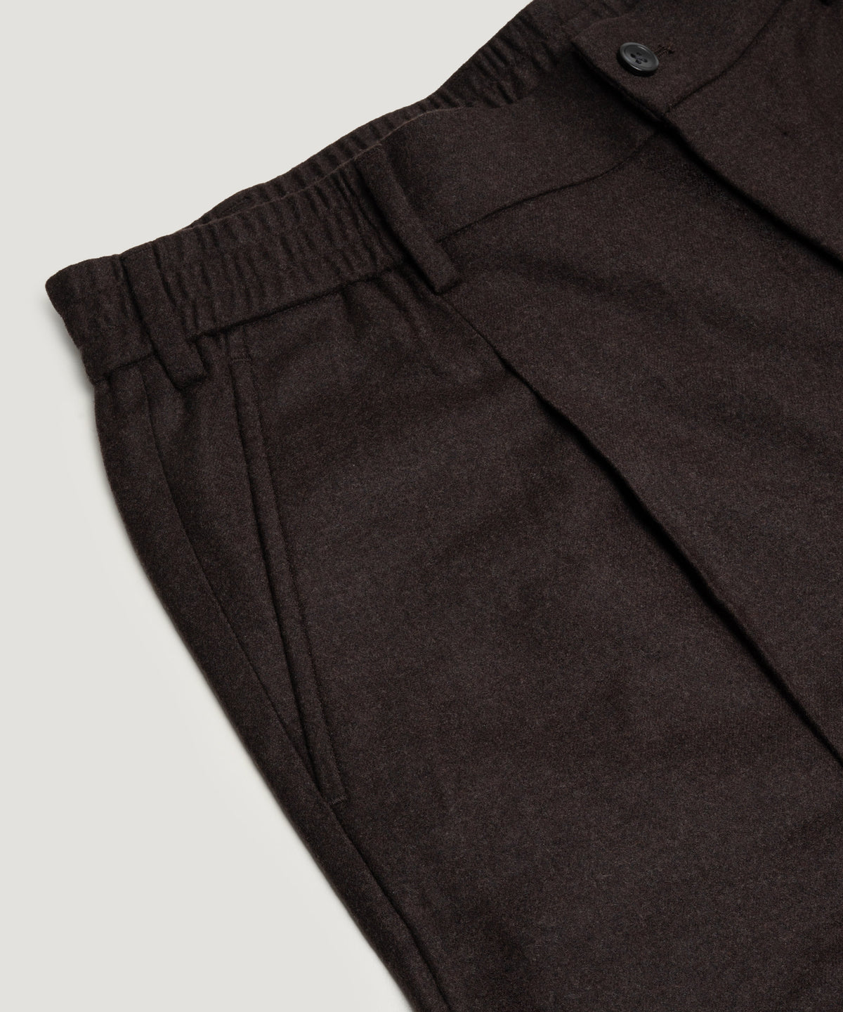 Bari pleated chino scheerwol stretch donkerbruin