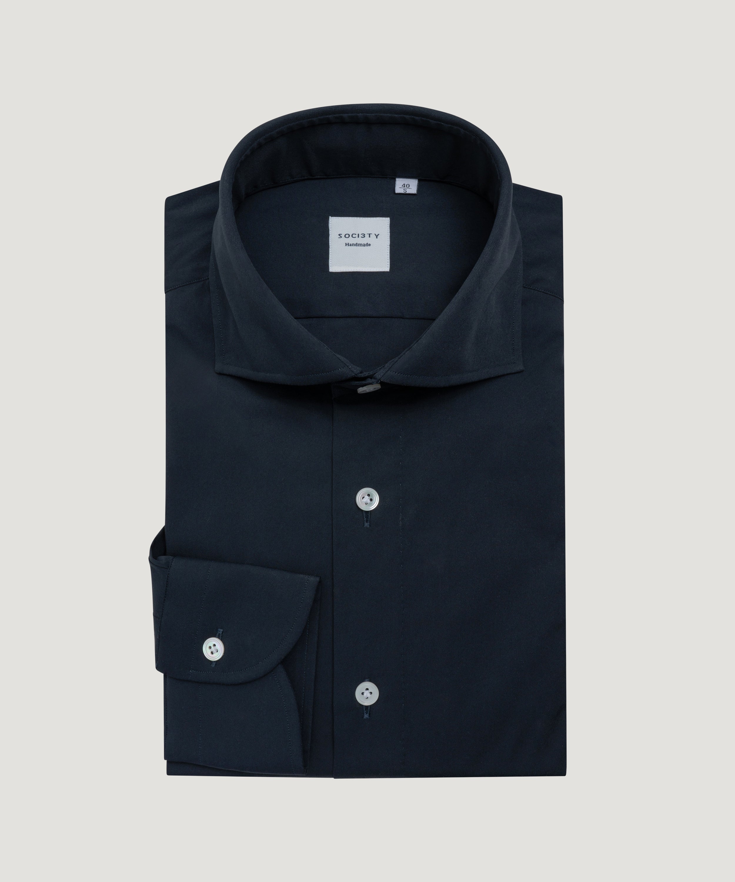 Overhemd katoen stretch donkerblauw