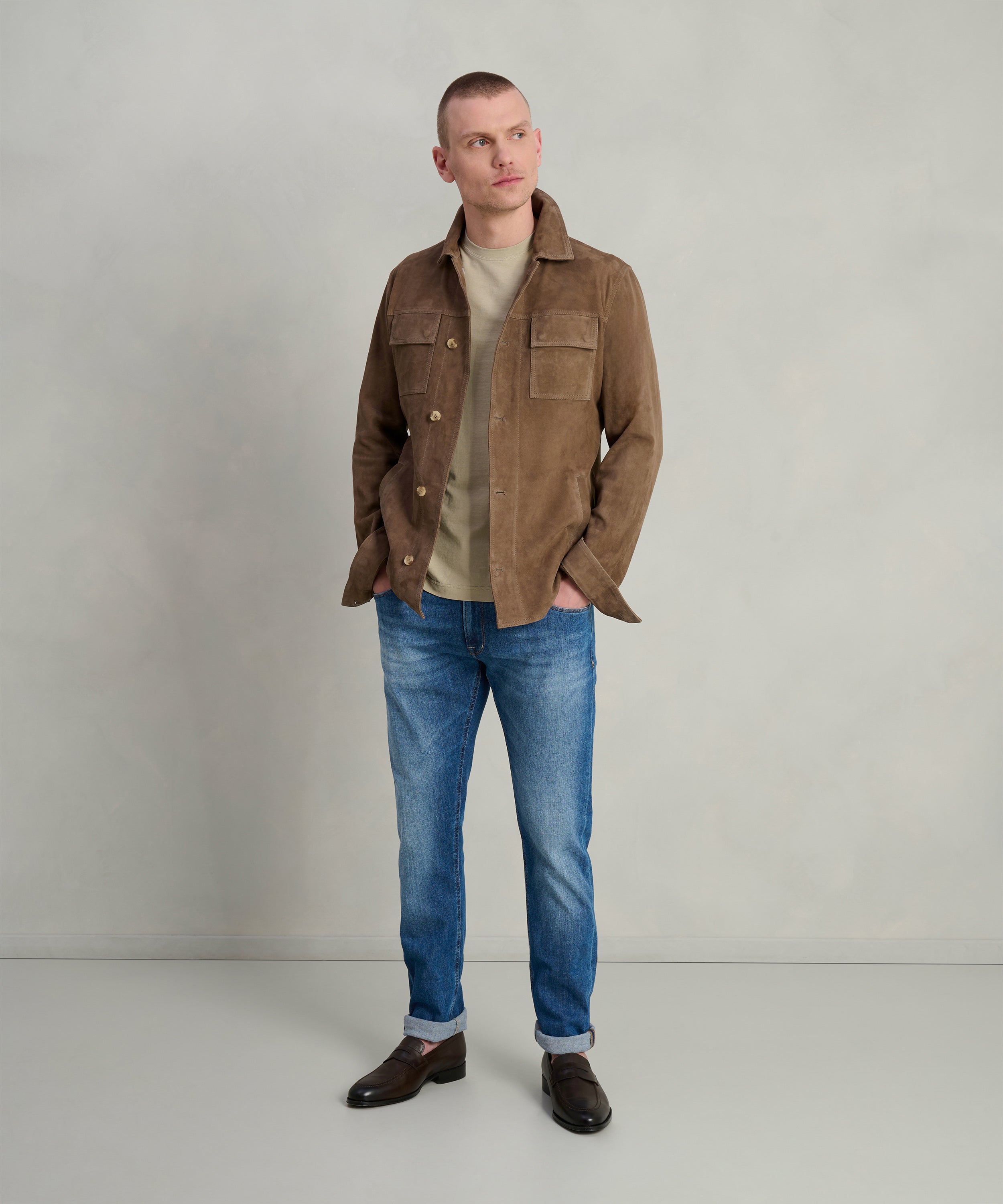 Overshirt suède bruin