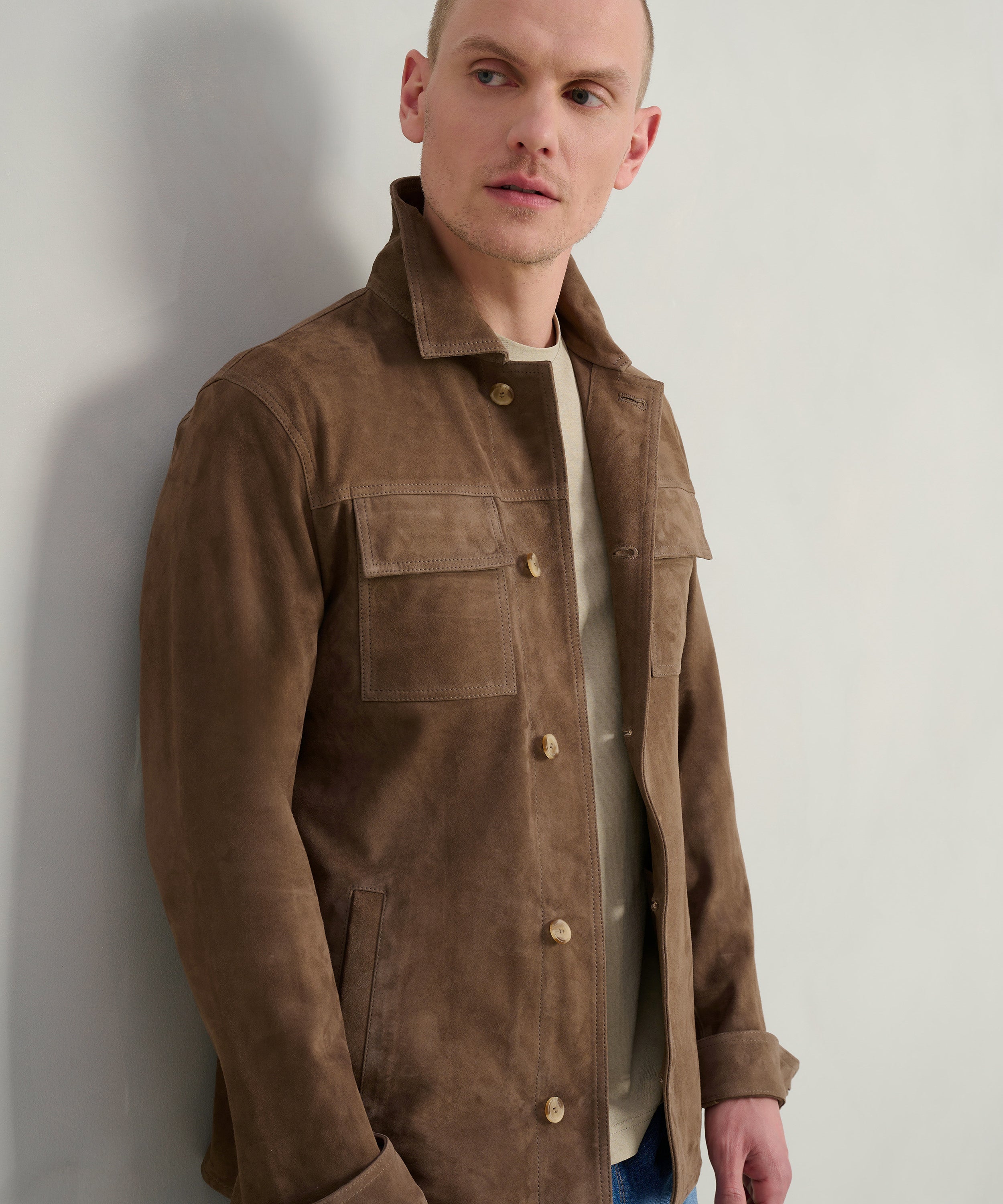Overshirt suède bruin