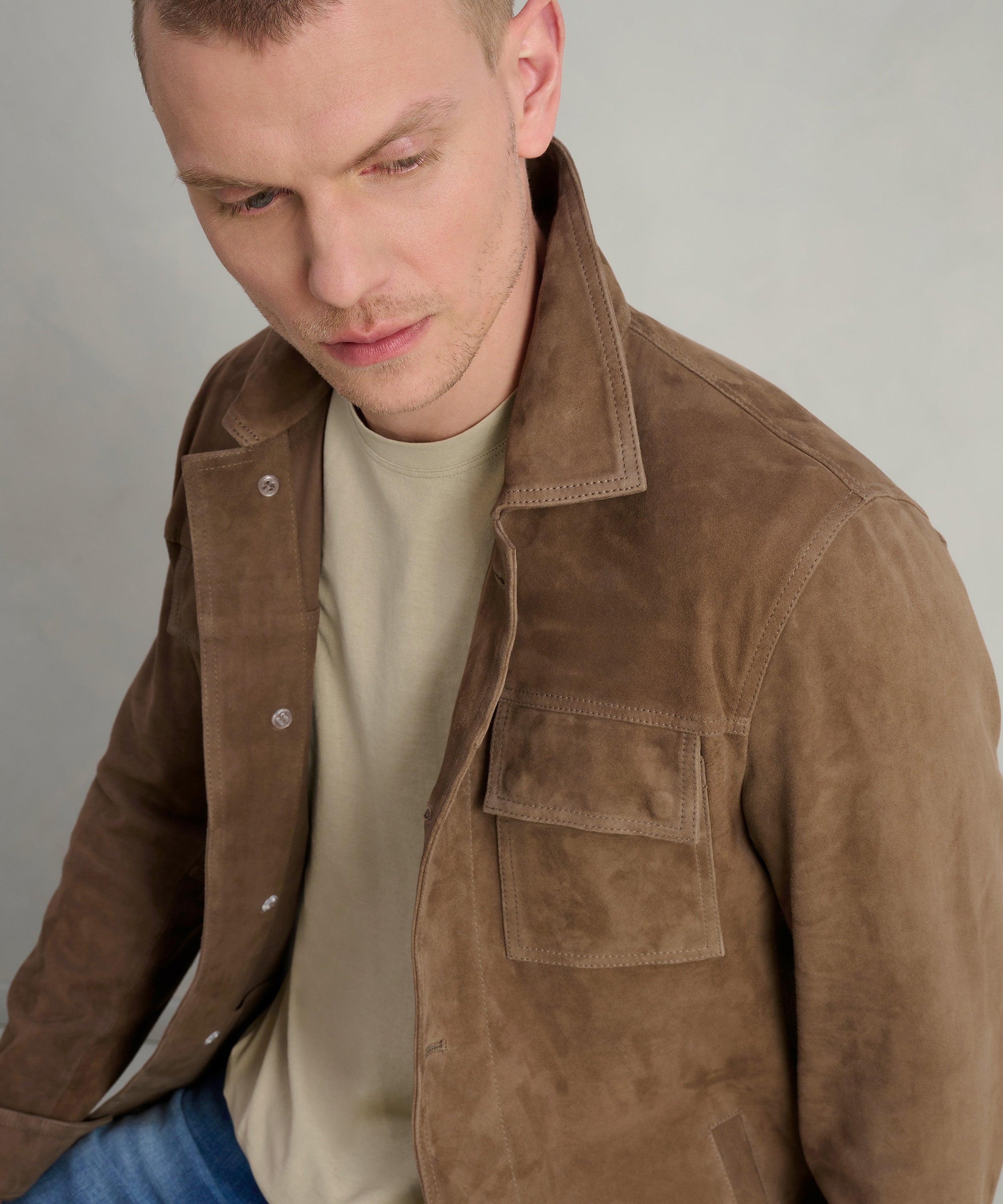 Overshirt suède bruin
