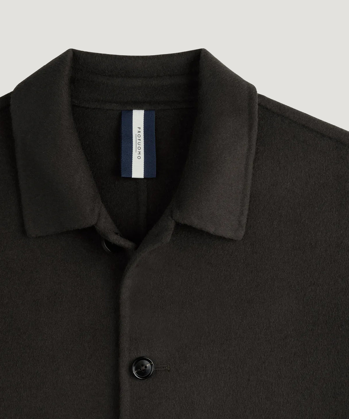 Overshirt single layer wol donkerbruin