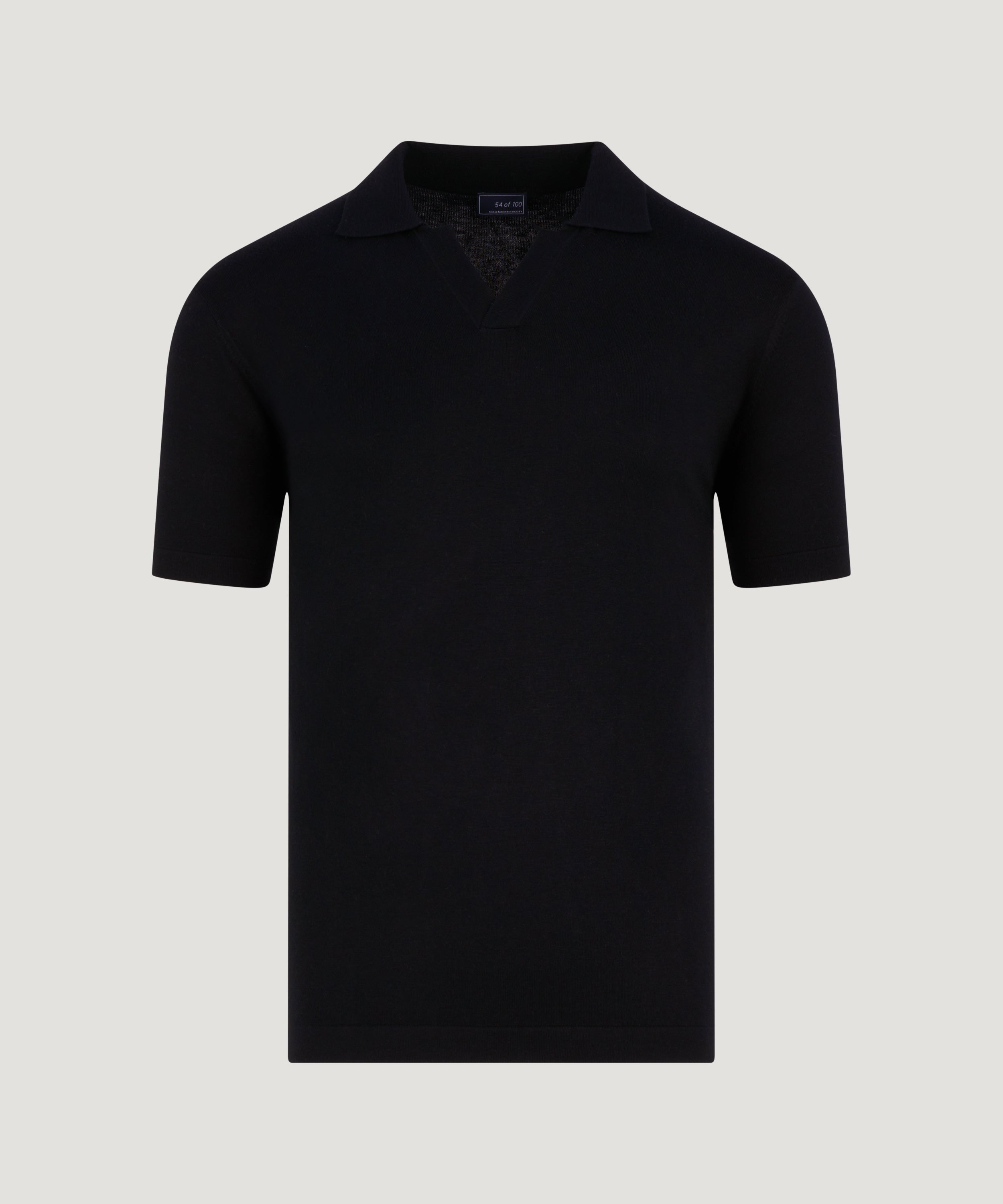 Buttonless polo katoen/zijde/kasjmier zwart