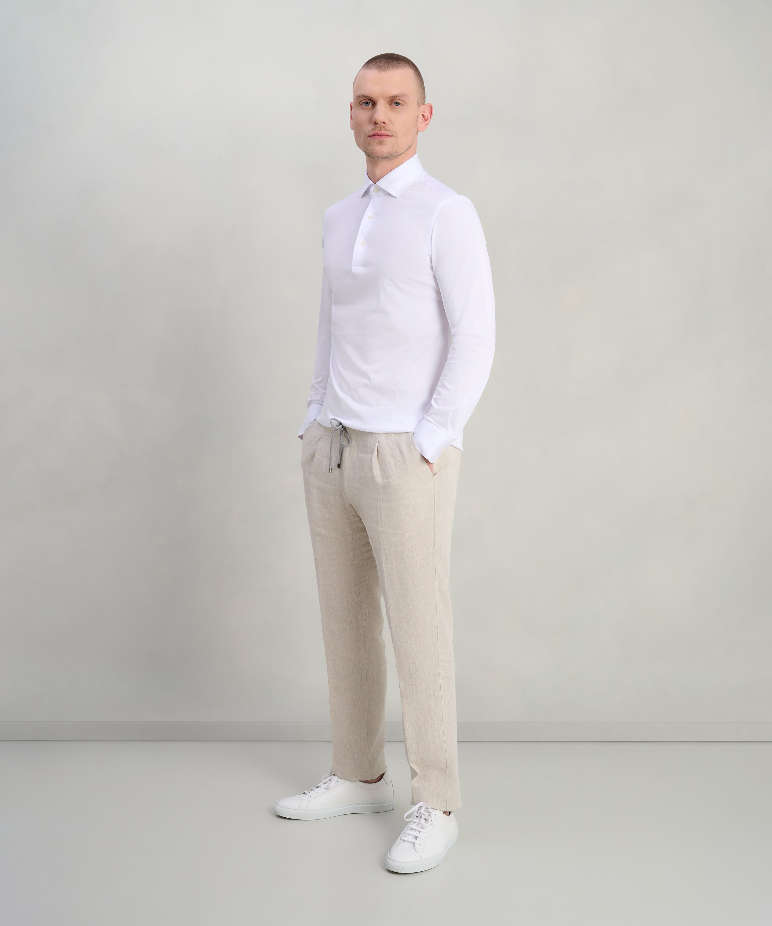 Lange mouwen polo wit katoen