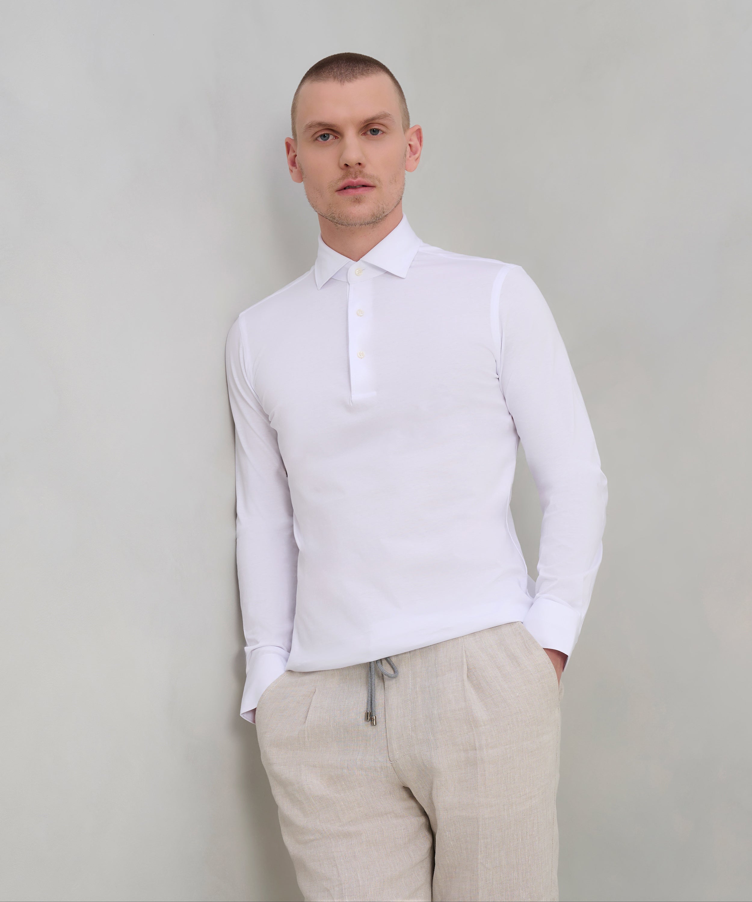 Lange mouwen polo wit katoen
