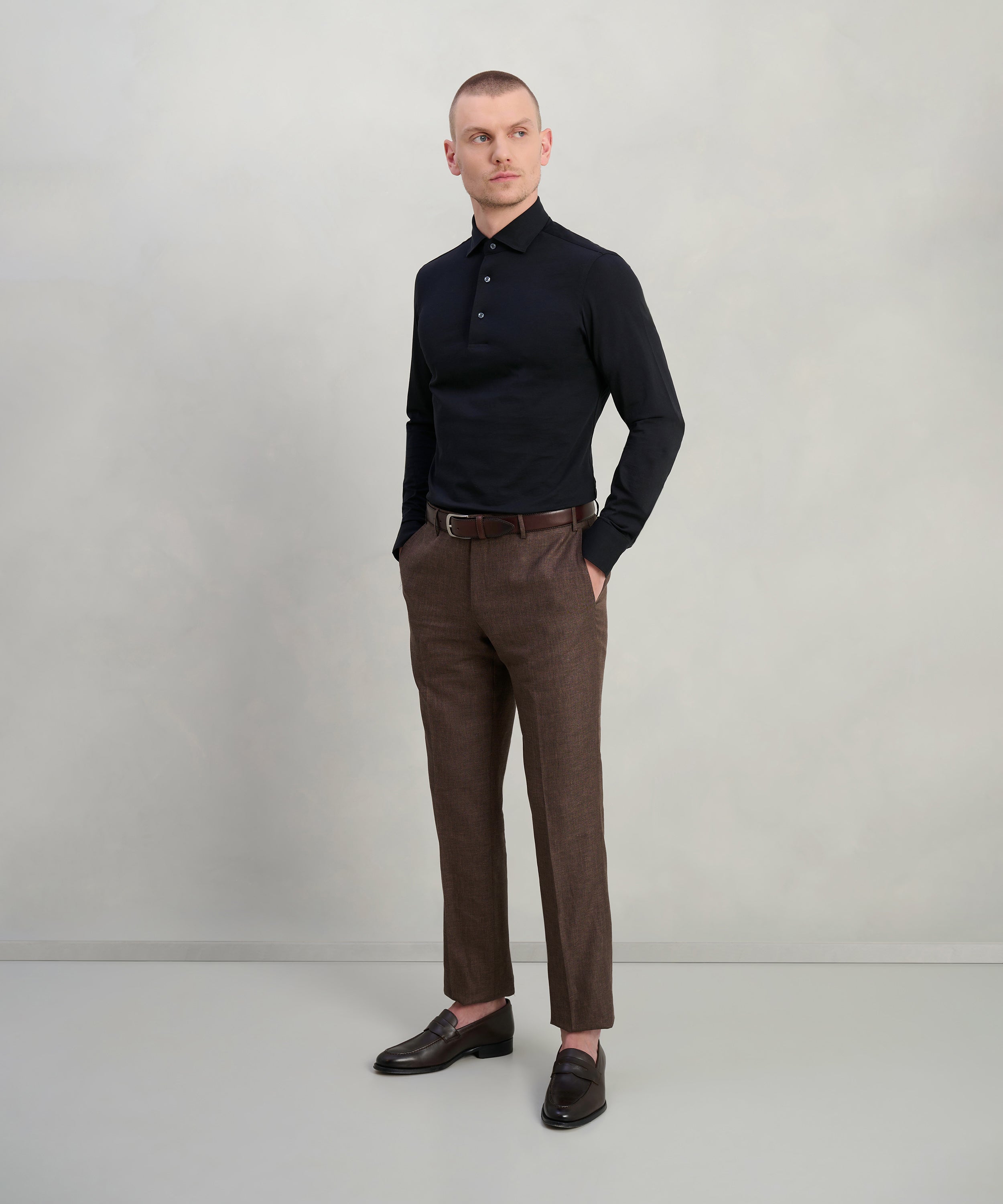 Lange mouwen polo zwart katoen