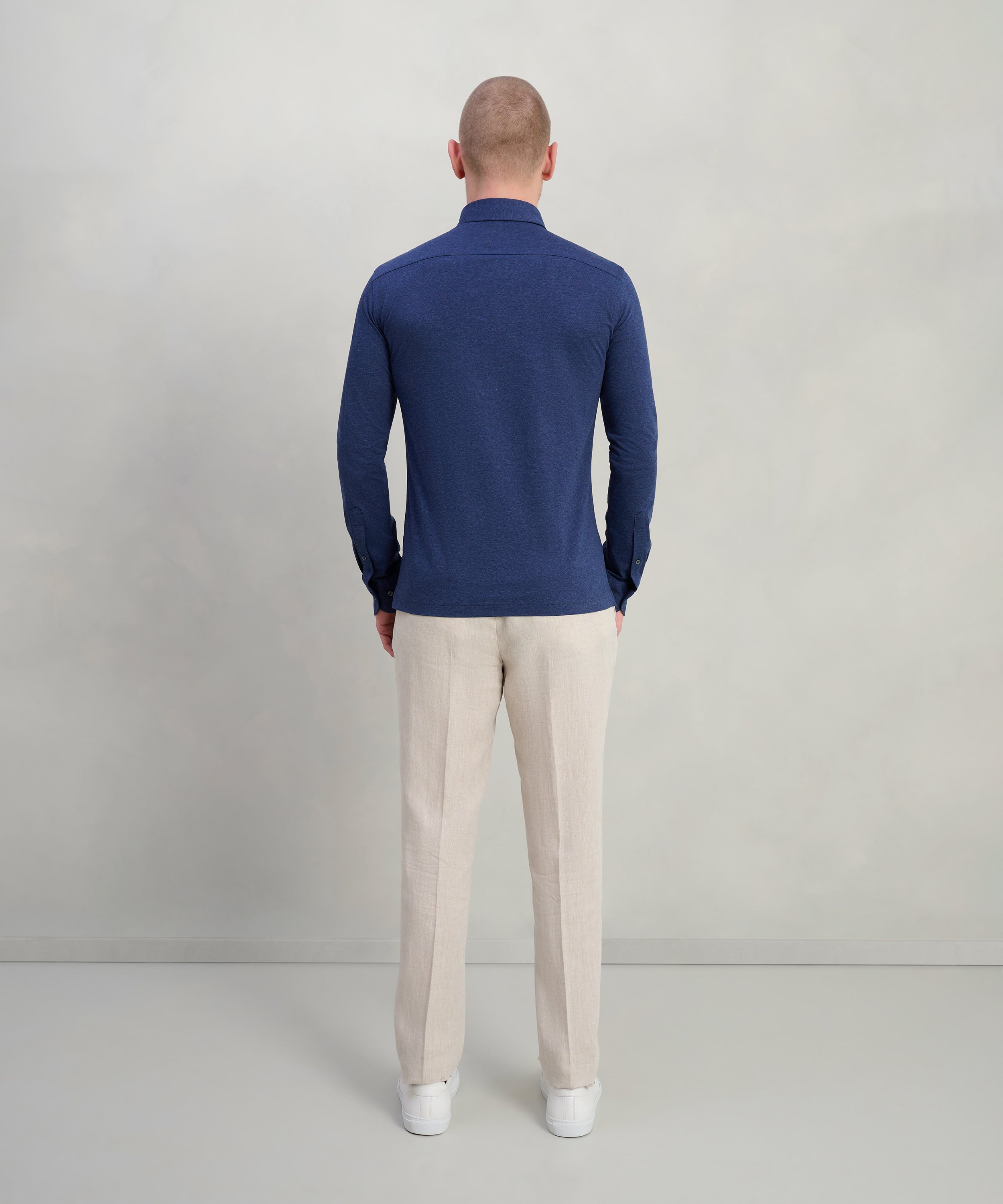 Lange mouwen polo blauw katoen