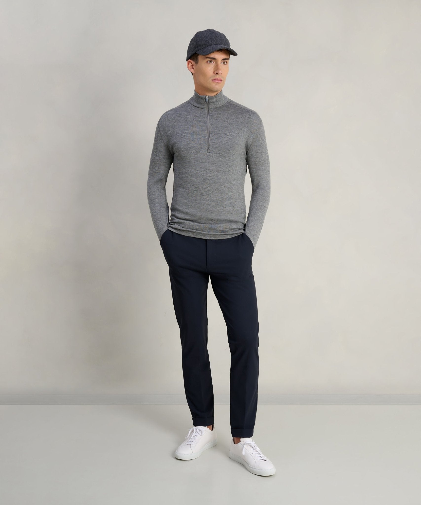 ICEBREAKER 260 Tech Half - zip Thermal Top merinowol gritstone grijs - THE SOCIETY SHOP