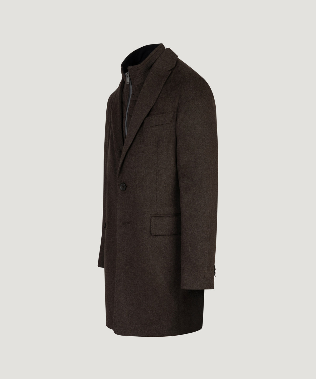 Overcoat scheerwol Doeskin donkerbruin