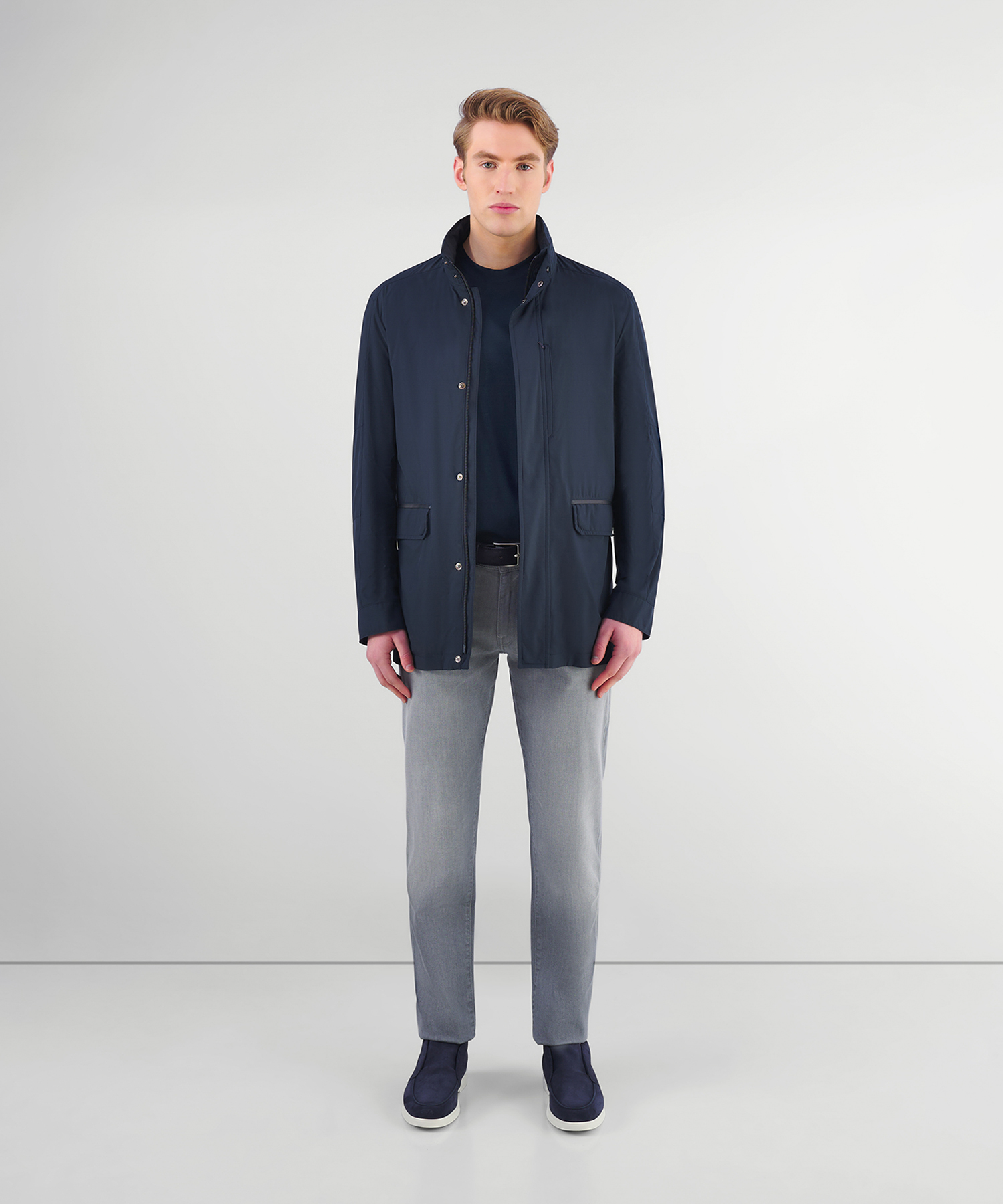 Field jacket katoenmix donkerblauw