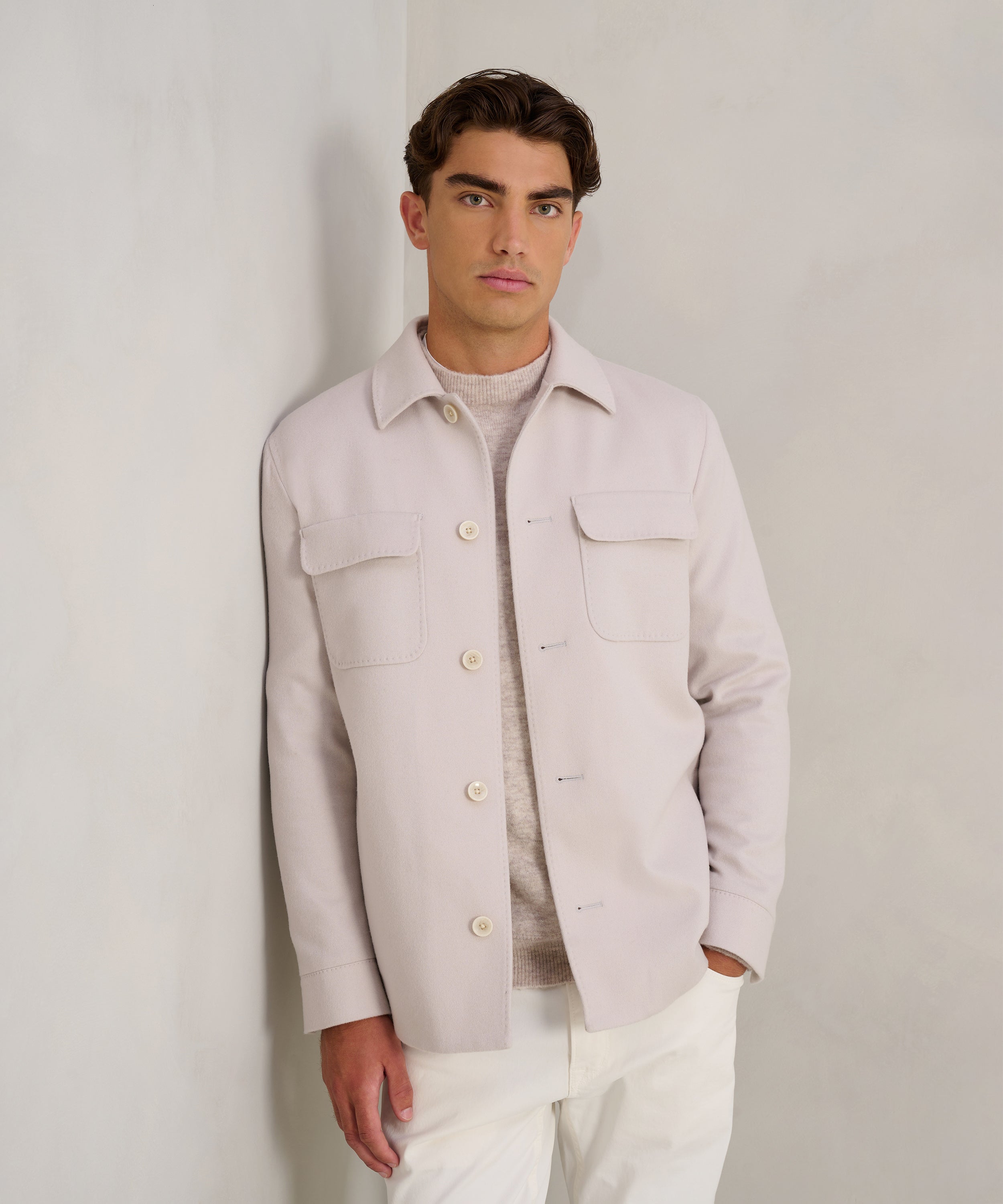 Overshirt wol/kasjmier off-white