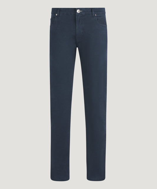 SOCI3TY 5-pocket broek garment dye katoen donkerblauw - The Society Shop