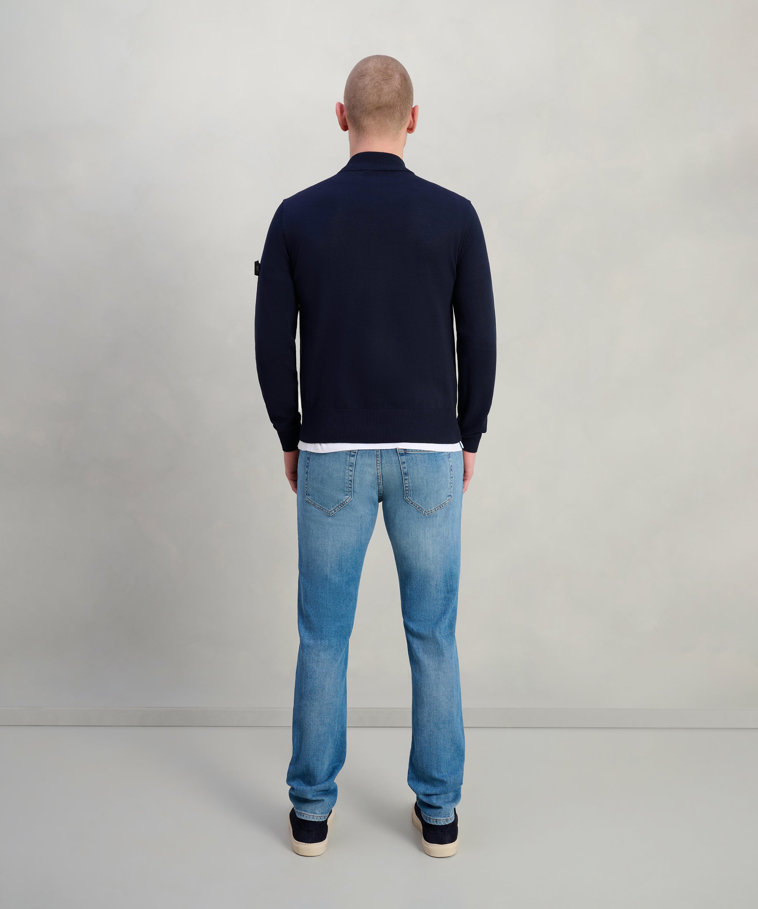 Asbury trui half-zip katoen donkerblauw