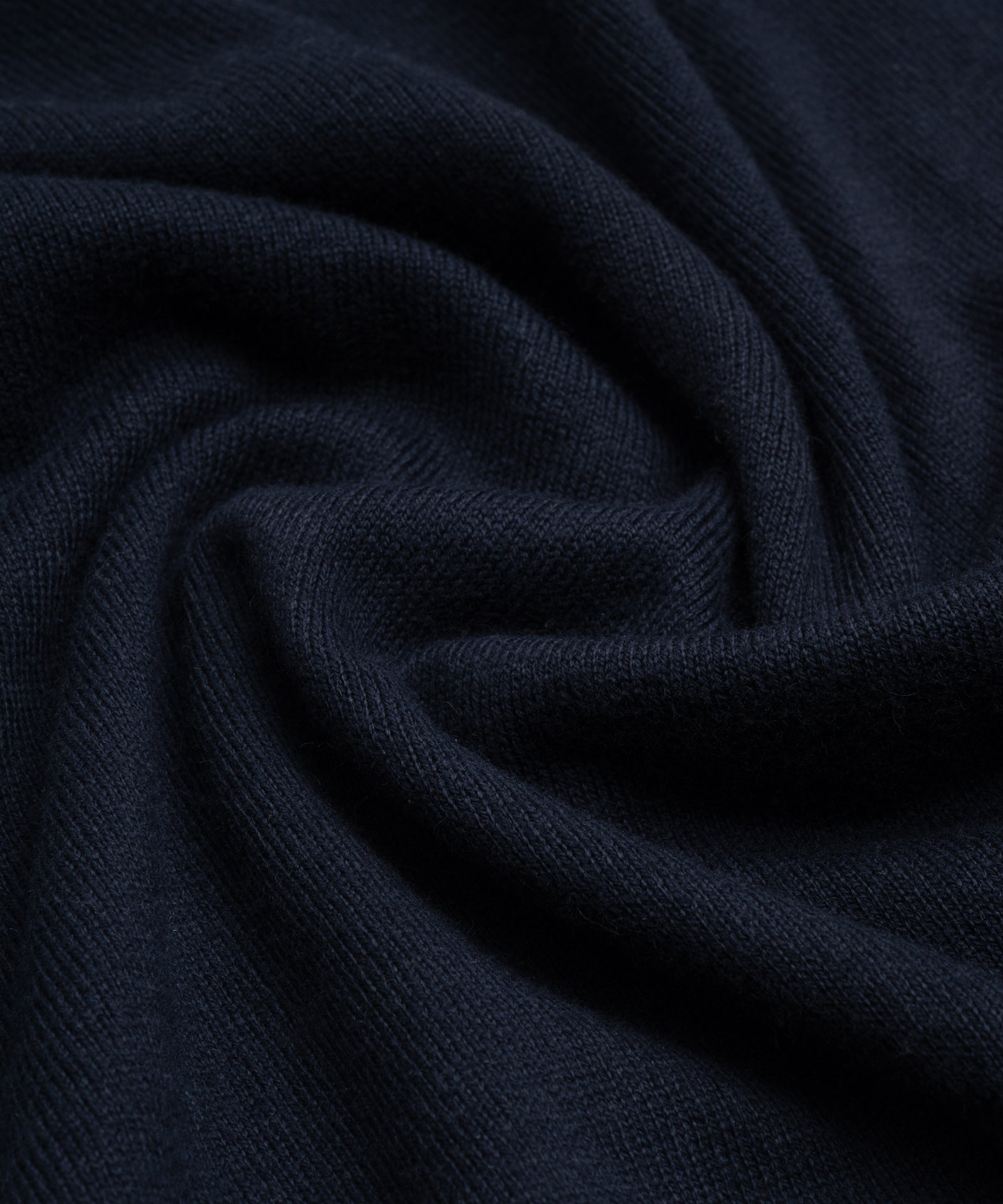 Long sleeve riva buttonless polo Cotton Cashmere donkerblauw