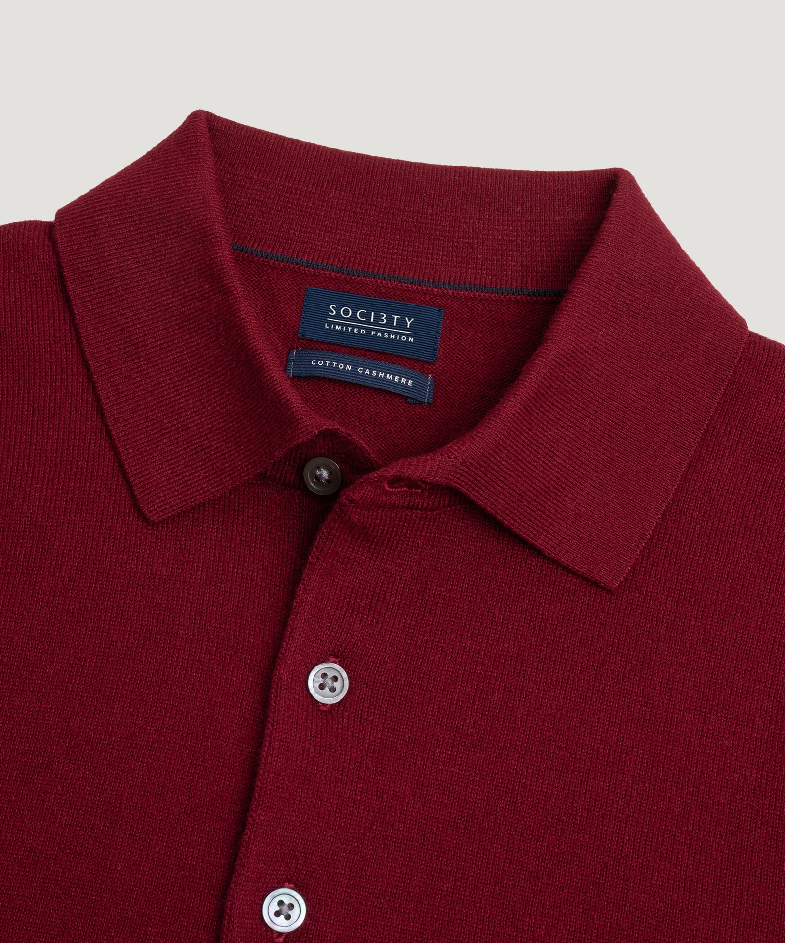 Long sleeve polo Cotton Cashmere donkerrood