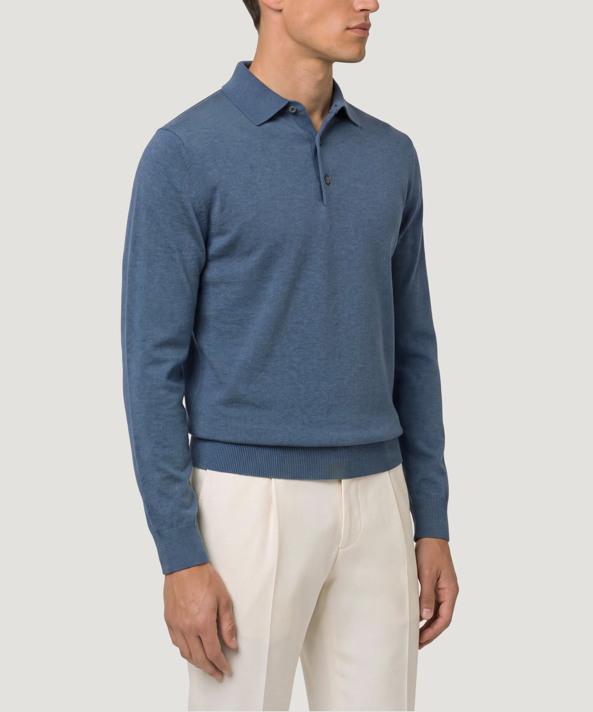 Long sleeve polo Cotton Cashmere blauw