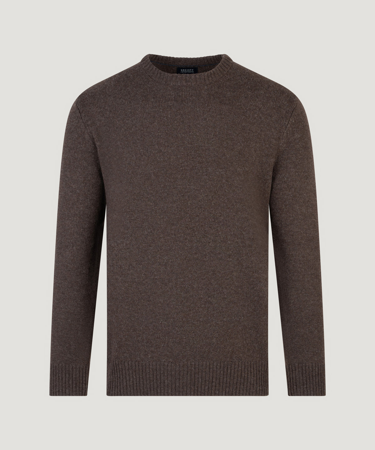 Crewneck trui lamswolmix RWS bruin