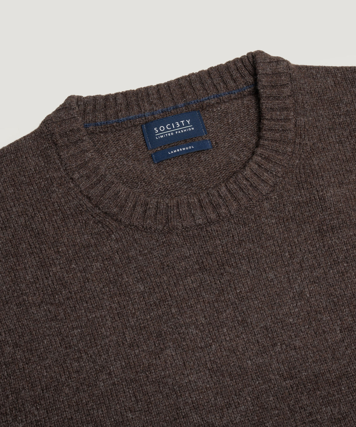 Crewneck trui lamswolmix RWS bruin