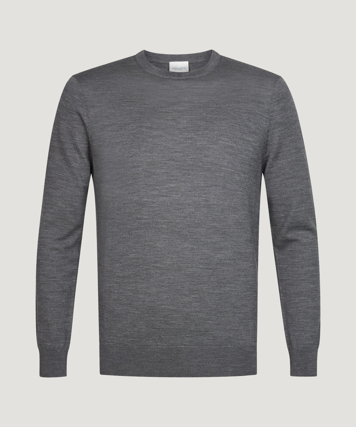 Crewneck trui merino donkergrijs