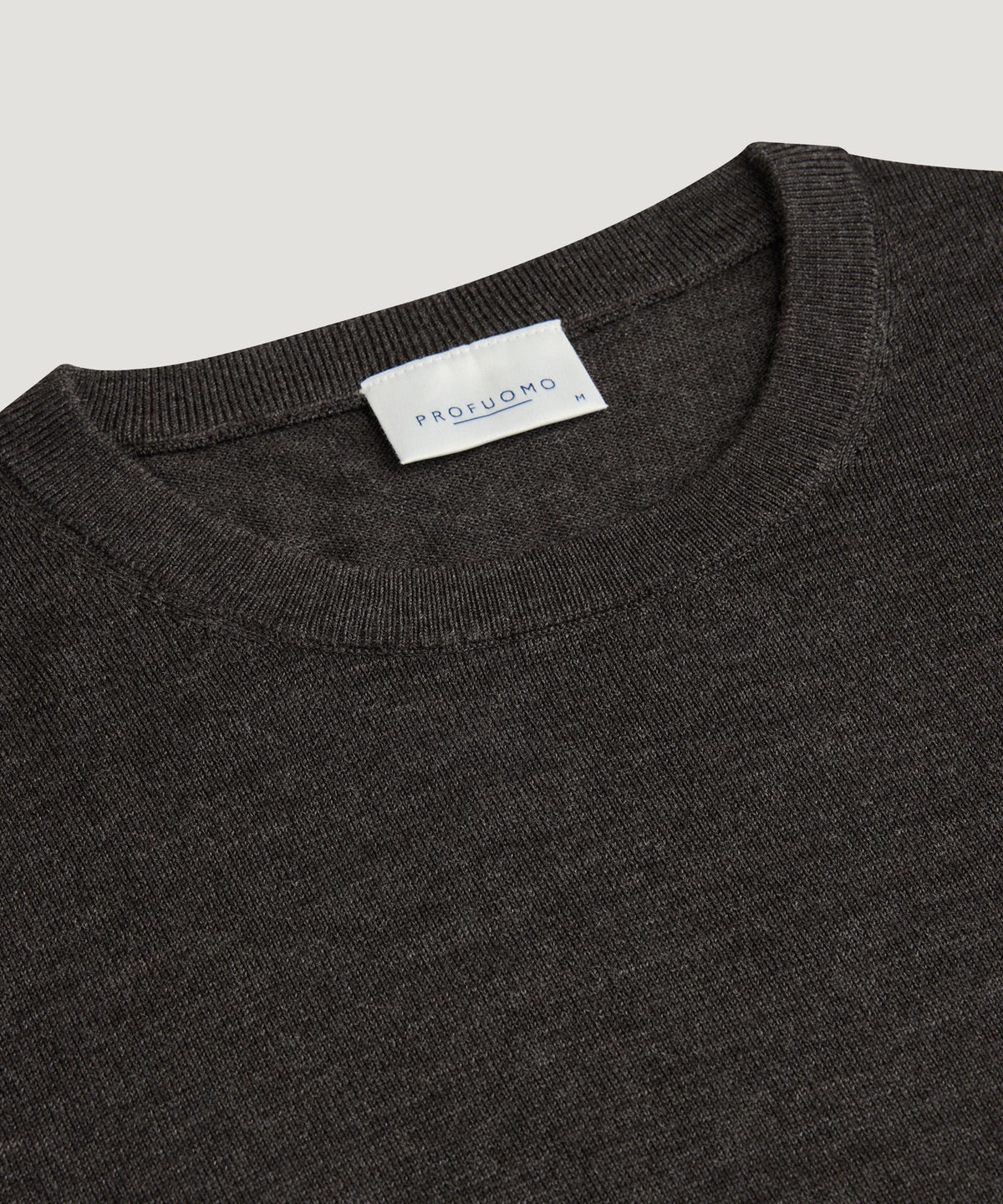 Crewneck trui merino donkerbruin