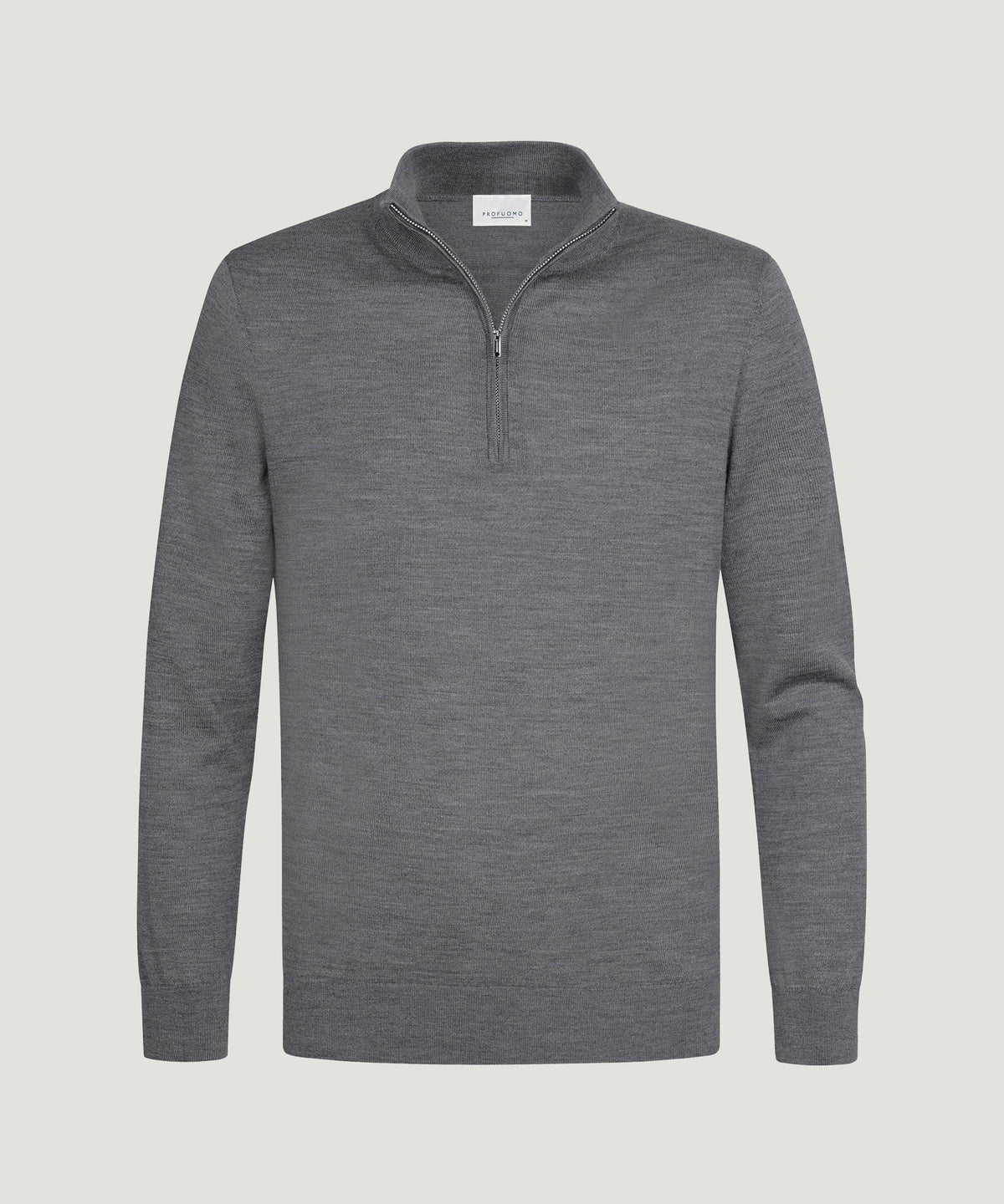 Half-zip trui merino donkergrijs