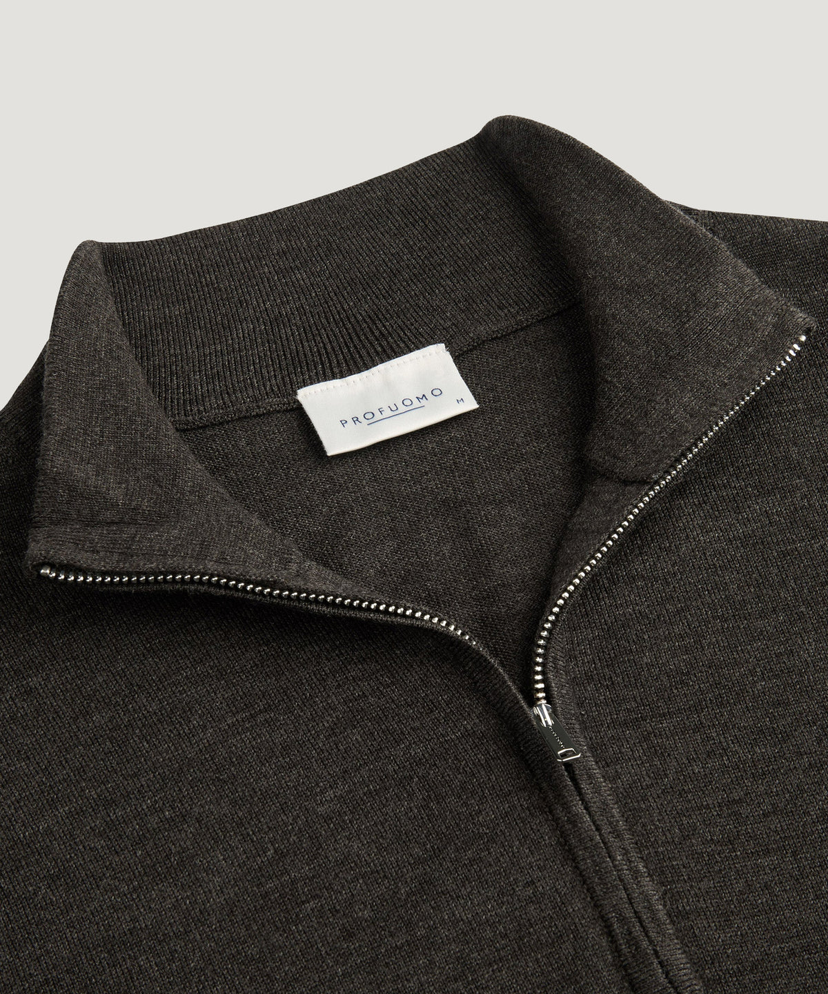 Half-zip trui merino donkerbruin