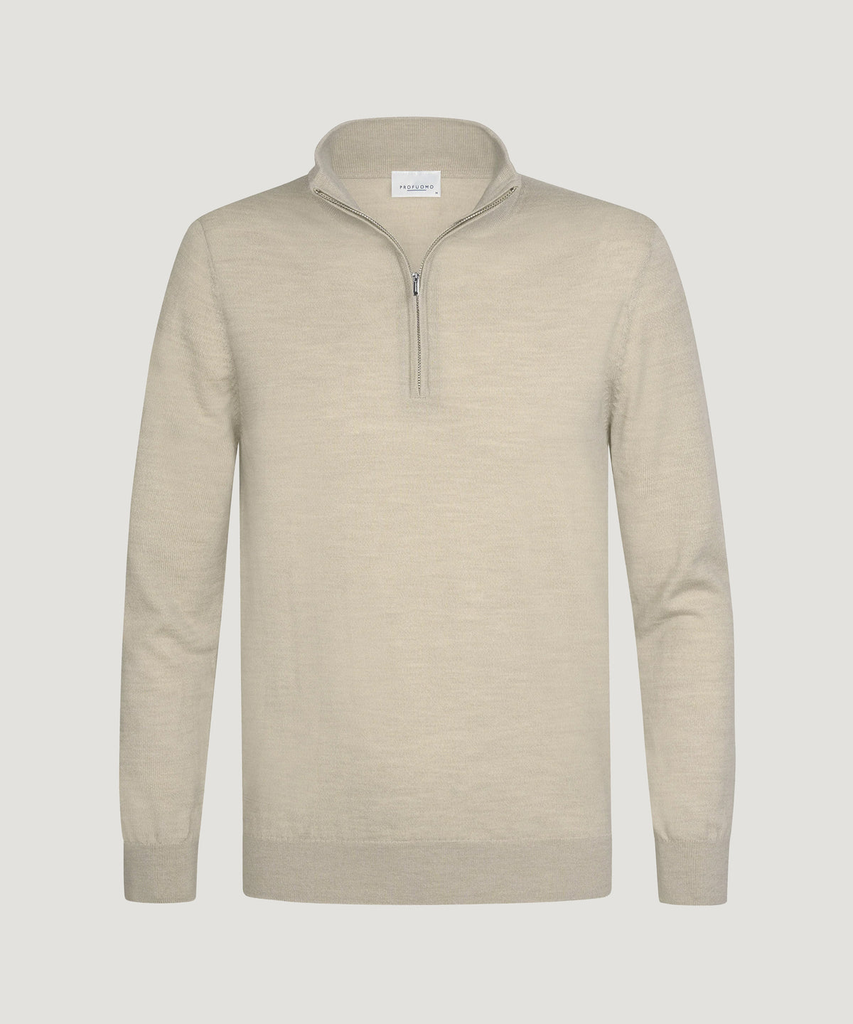 Half-zip trui merino beige