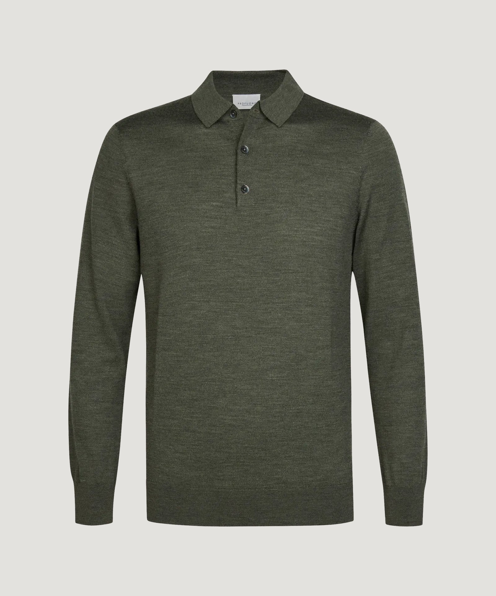 Long sleeve polo merino donkergroen