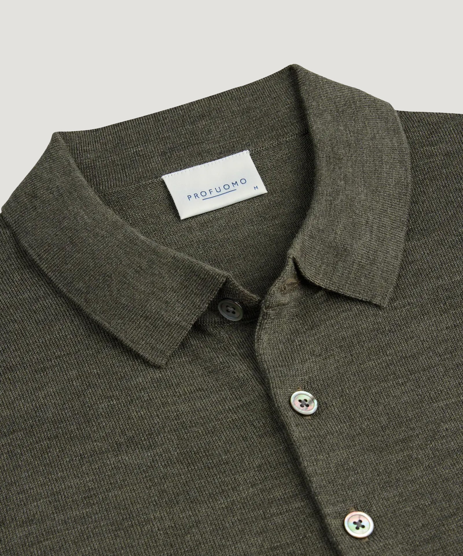 Long sleeve polo merino donkergroen