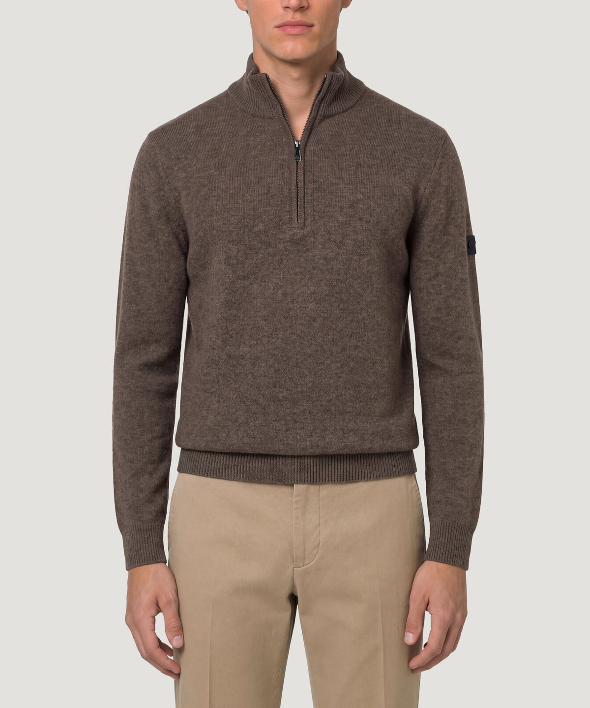 Trebe half-zip trui wol/yakwol donkerbruin