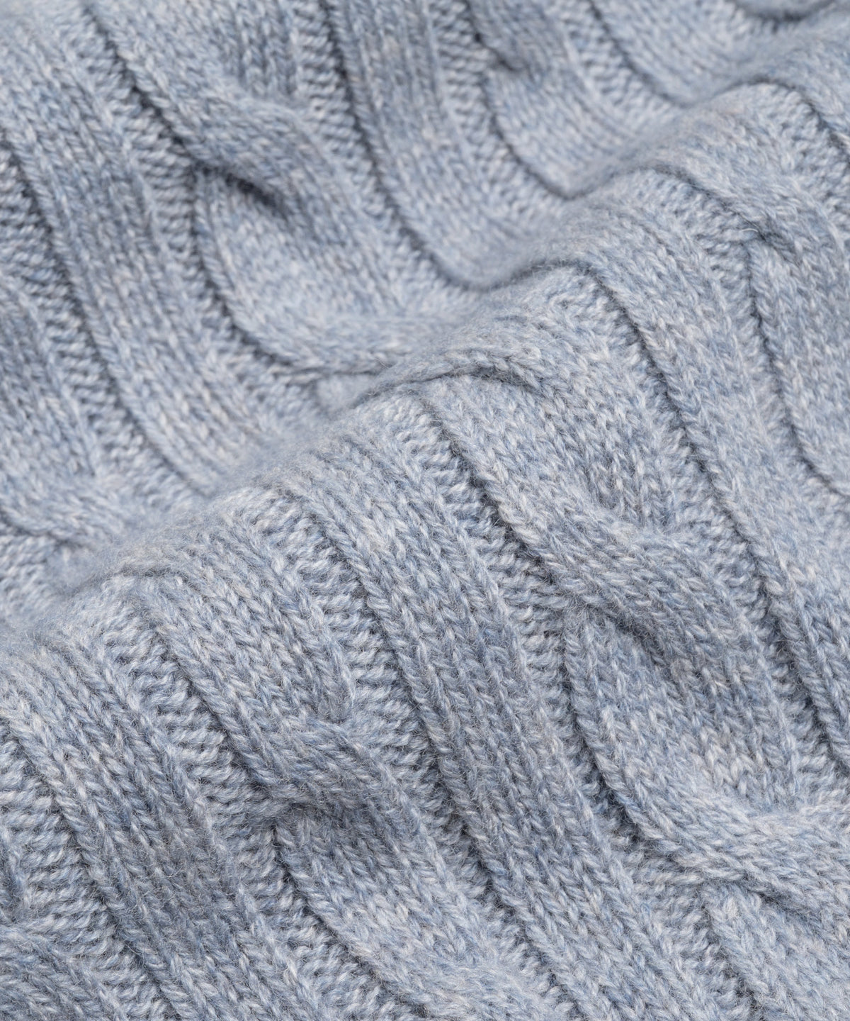 Kabel half-zip trui wol/kasjmier lichtblauw melange
