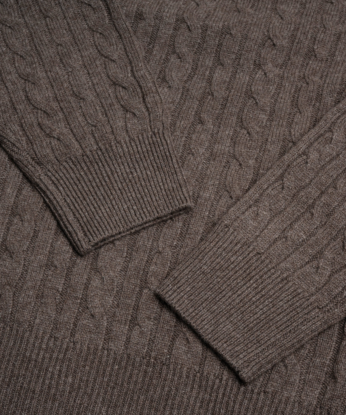Kabel half-zip trui wol/kasjmier bruin melange