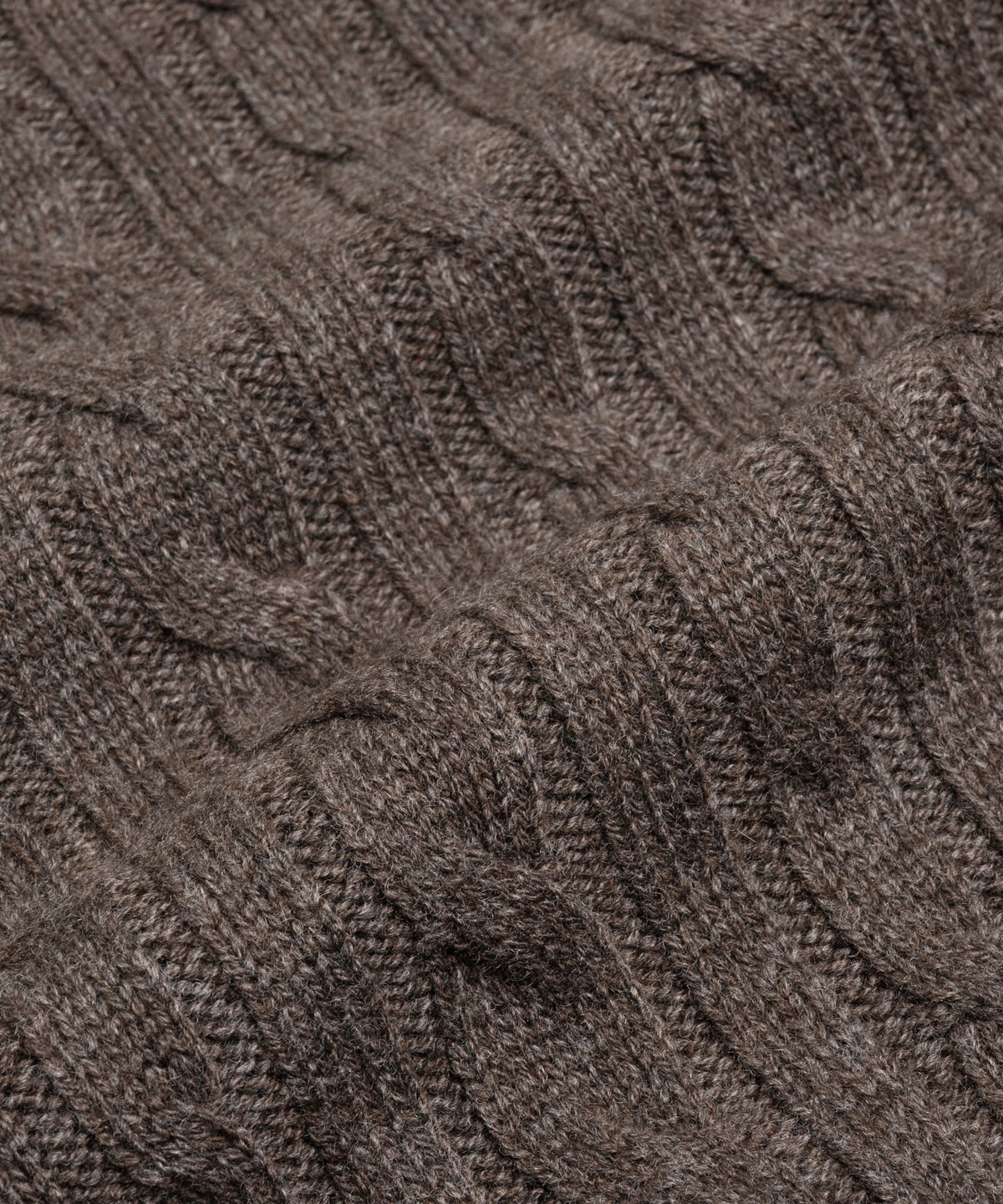 Kabel half-zip trui wol/kasjmier bruin melange