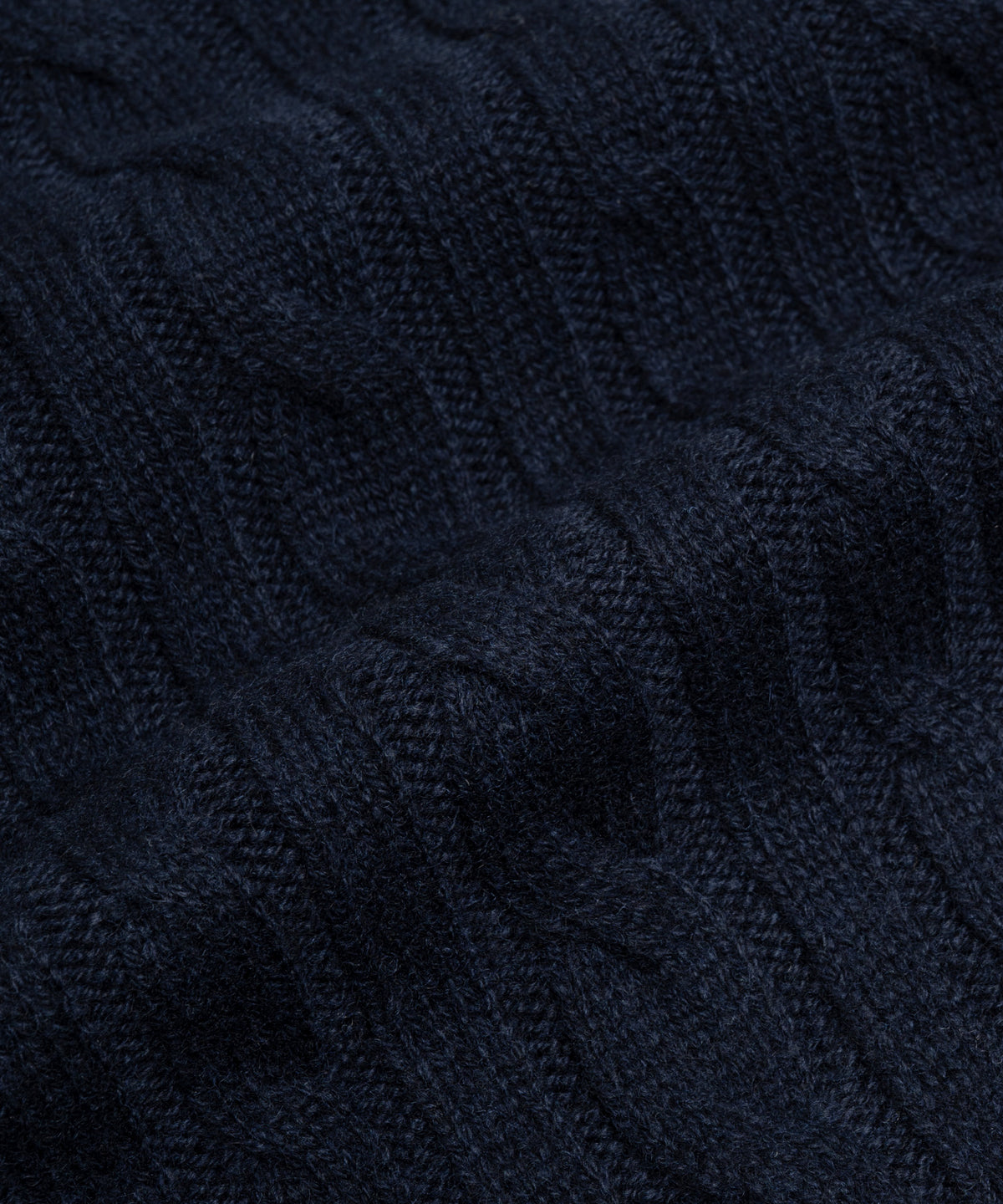Kabel half-zip trui wol/kasjmier donkerblauw
