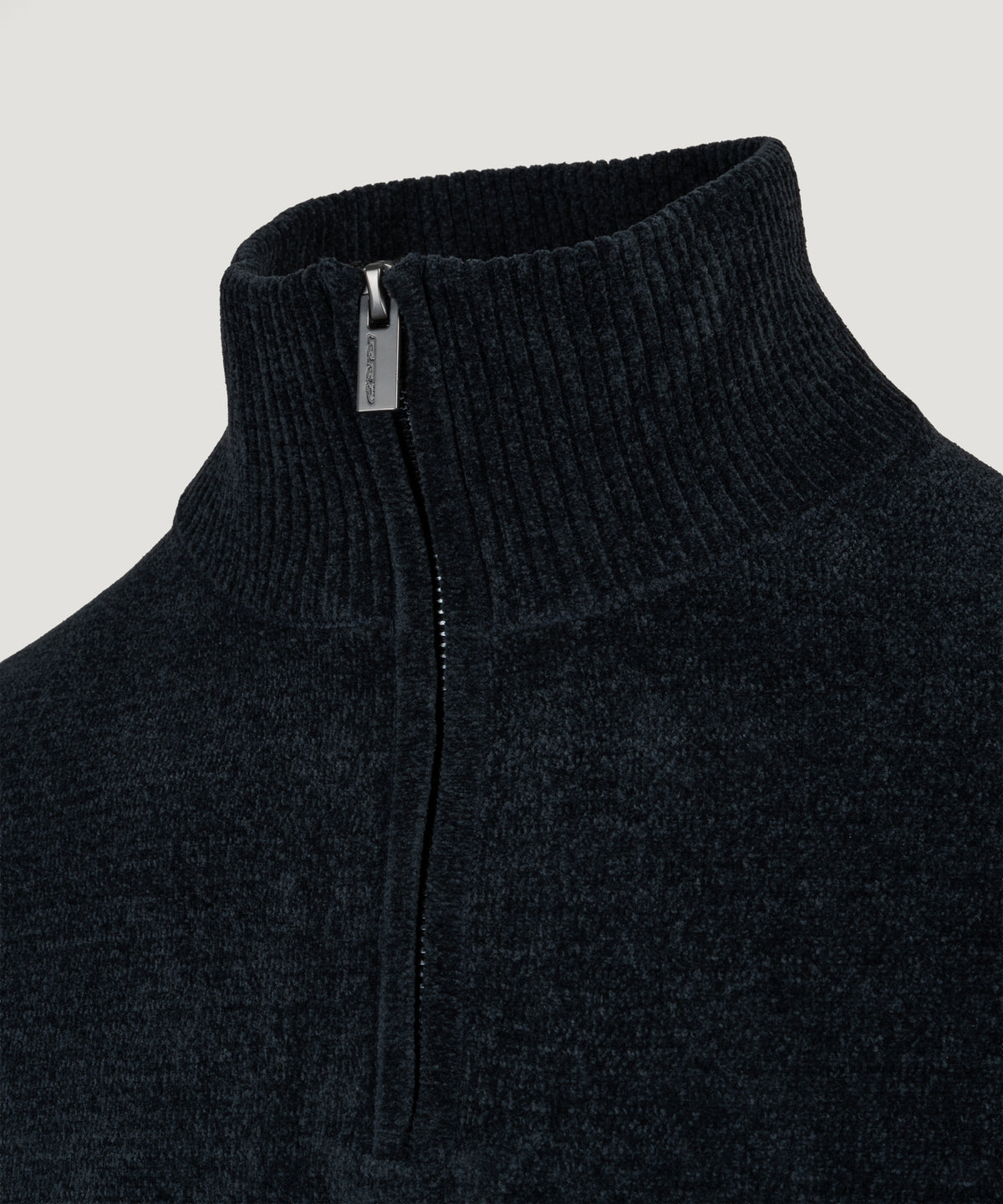 Velvet half-zip knit donkerblauw