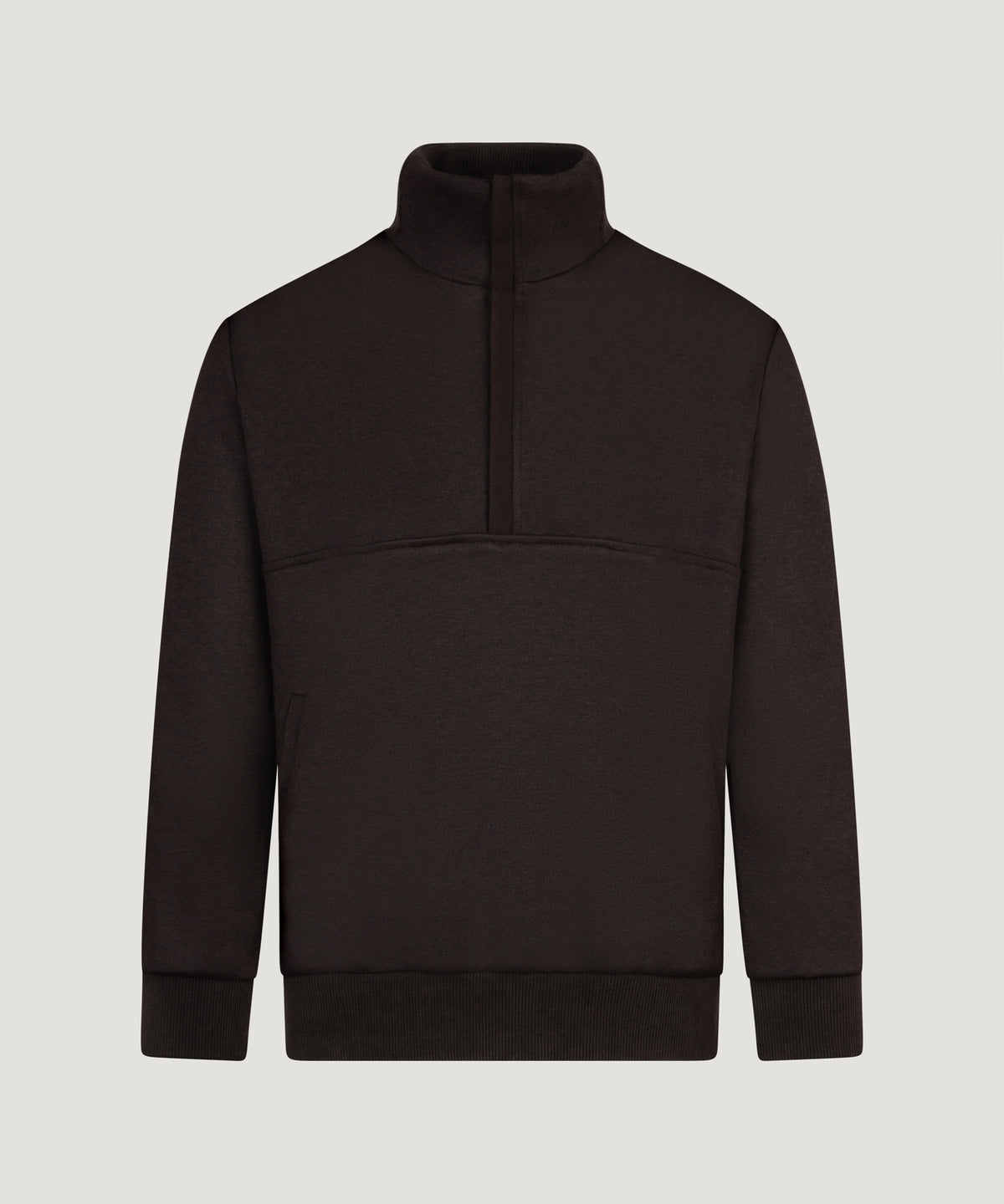 Anorak half-zip trui merinowol/TENCEL jersey donkerbruin