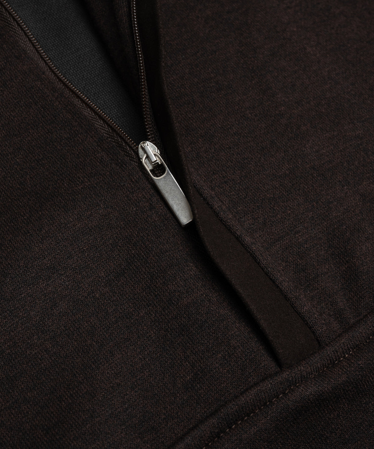 Anorak half-zip trui merinowol/TENCEL jersey donkerbruin