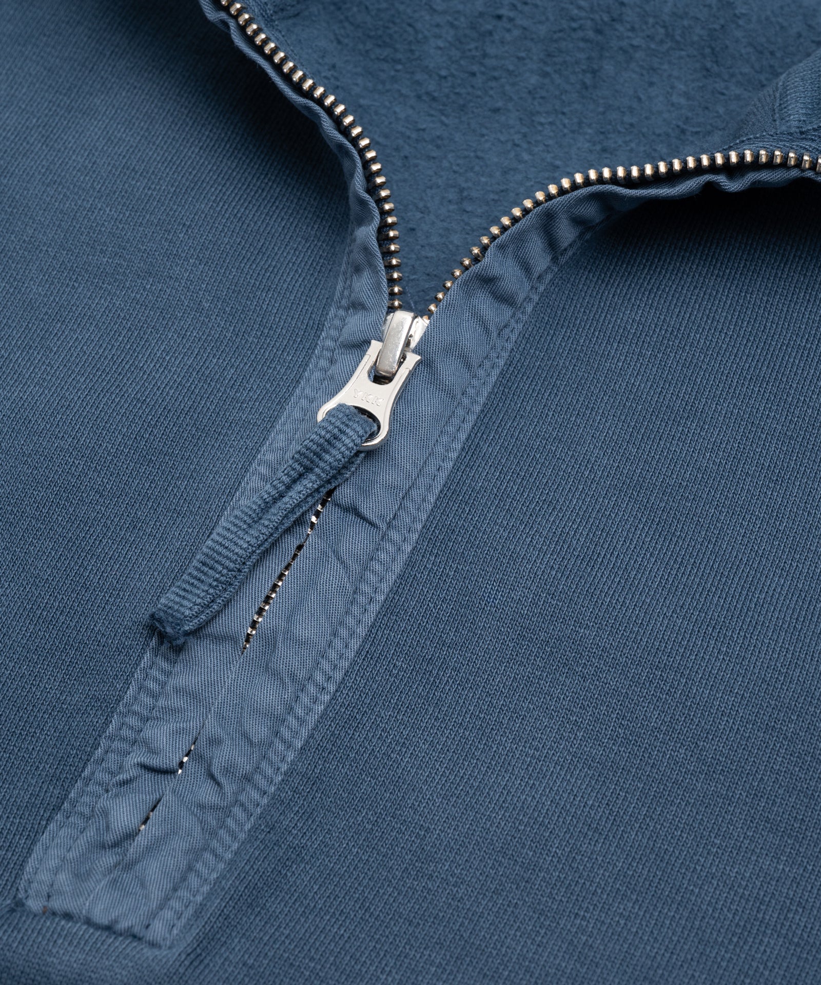 Half-zip trui garment-dyed mercerized katoen blauw