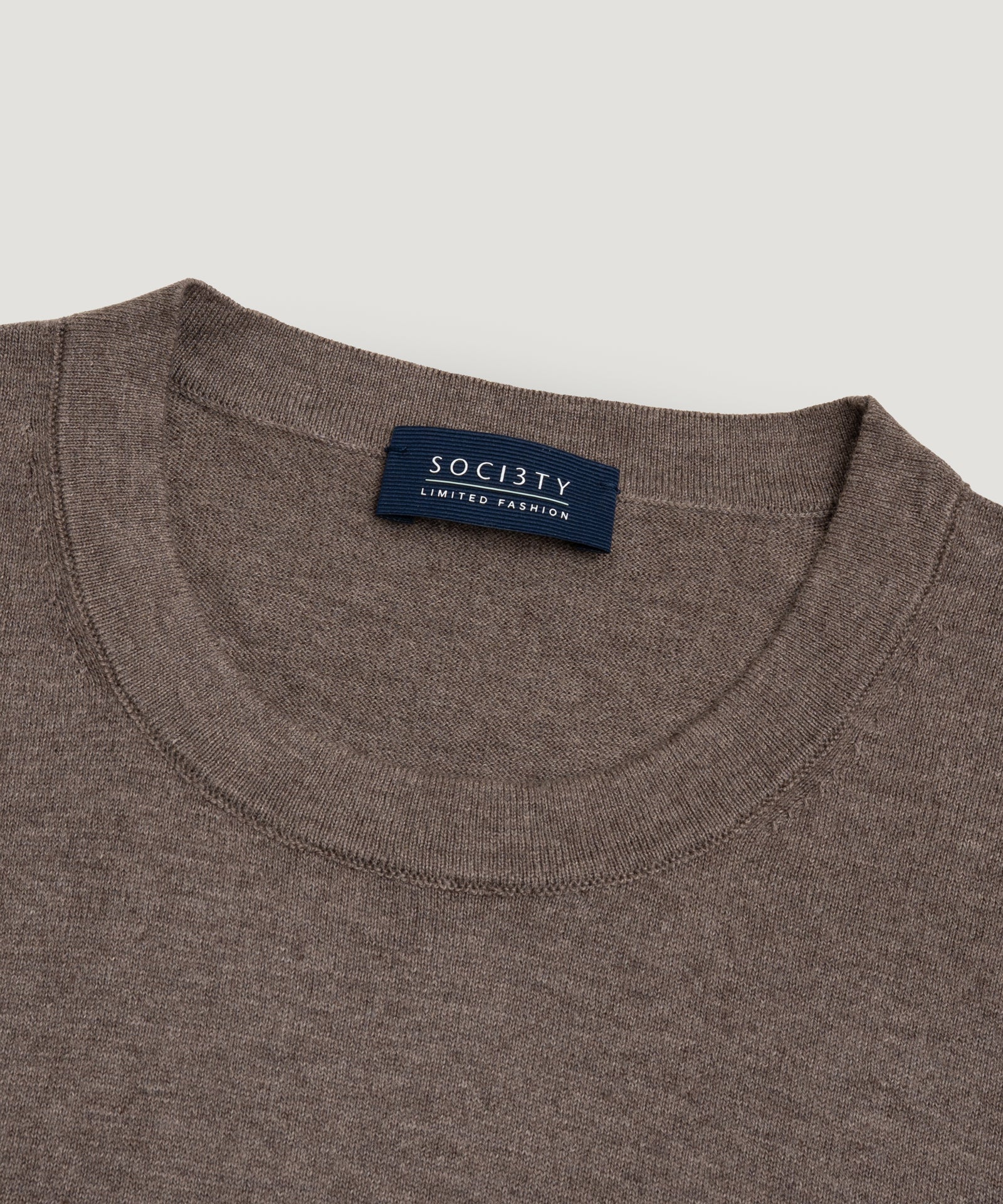Knitted T-shirt katoen/zijde/kasjmier taupe