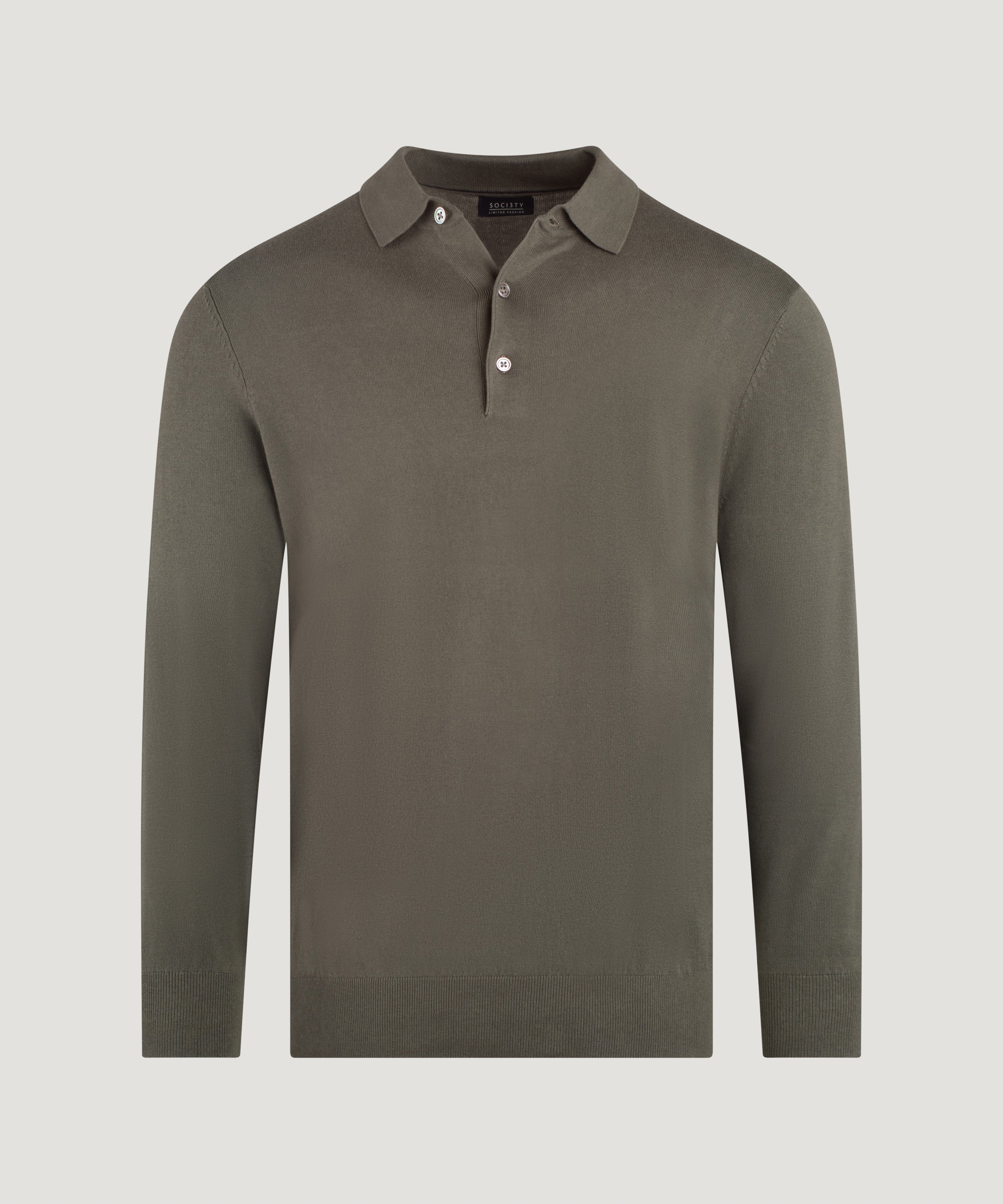 Long sleeve polo Cotton Cashmere donkergroen