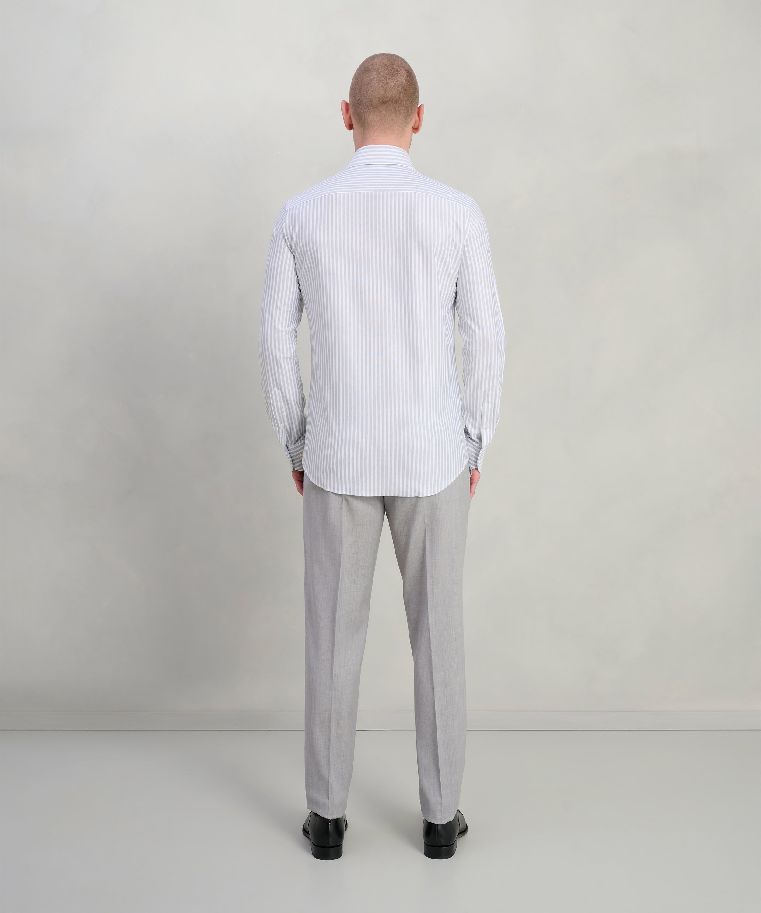 Japanese knitted overhemd katoenmix lichtgroen gestreept